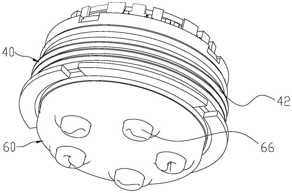 A rotating shower head