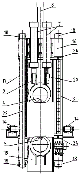 Frame of axial rolling device of ring rolling machine in four pull rod structure