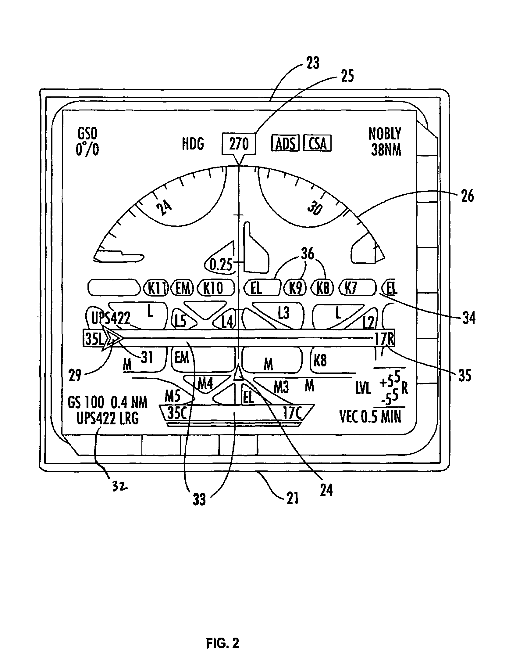 Navigational instrument, method and computer program product for displaying ground traffic information