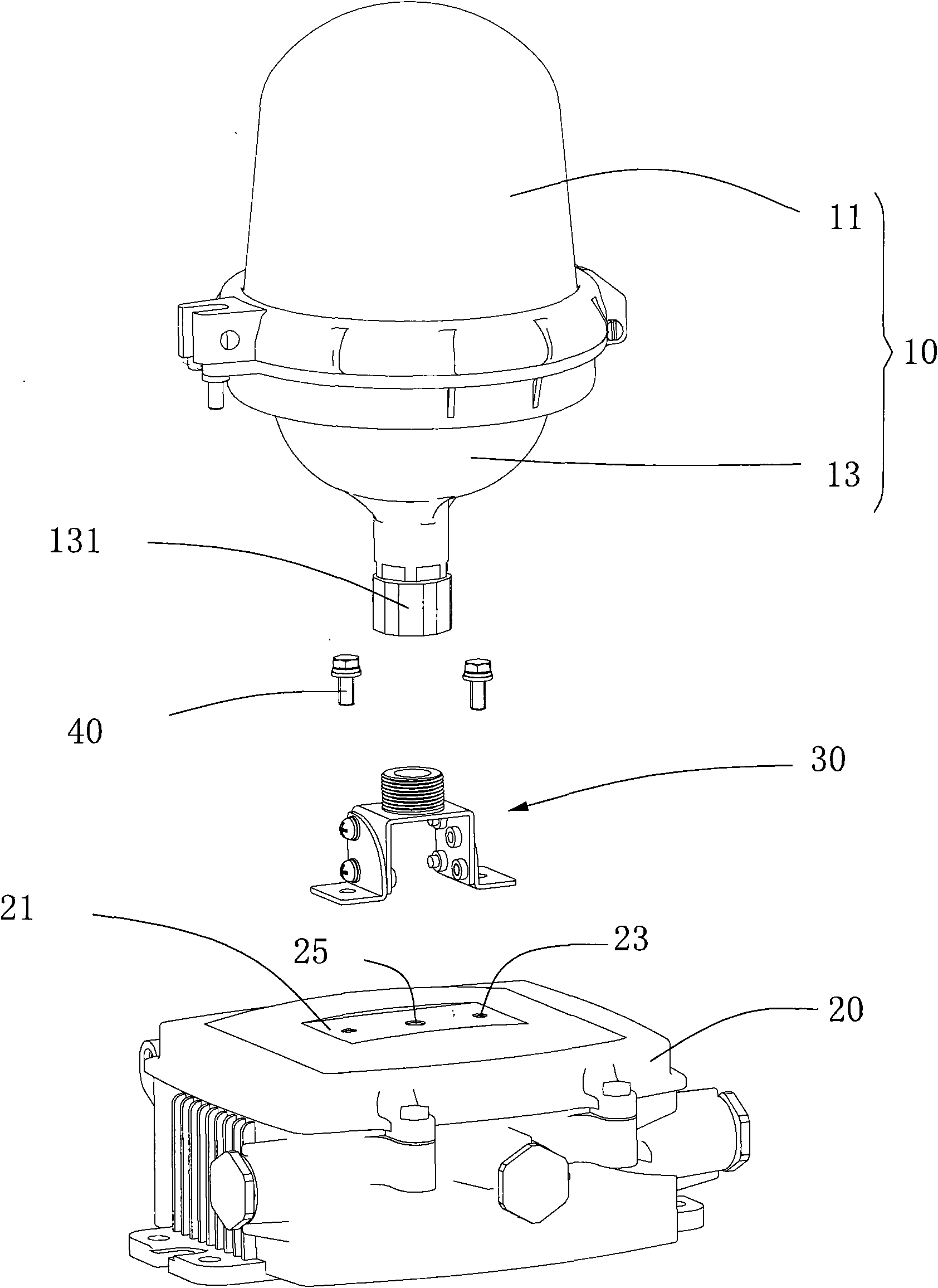 Angle adjusting device and lamps and lanterns using same