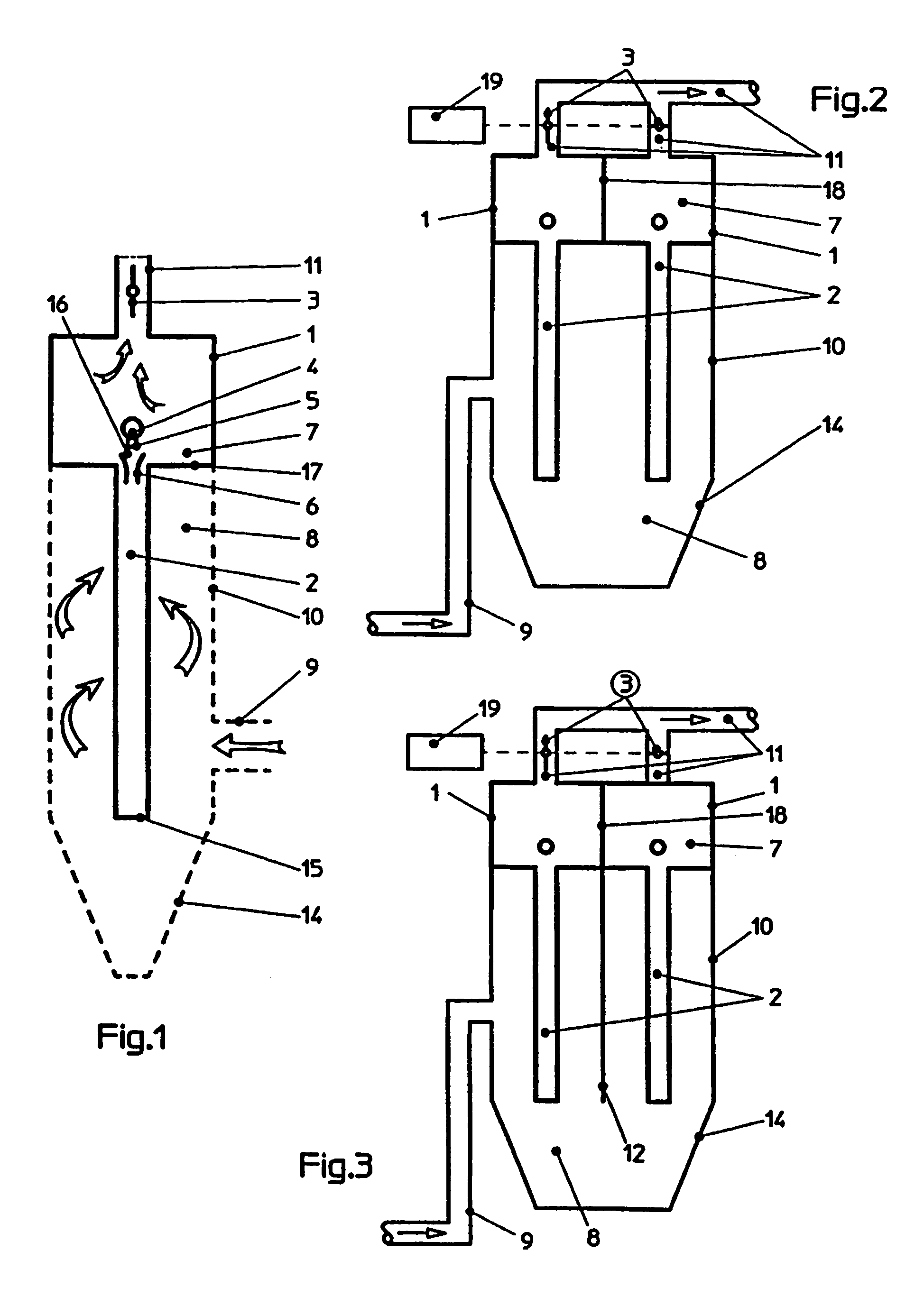 Method and device for cleaning filters for dust-laden waste gases