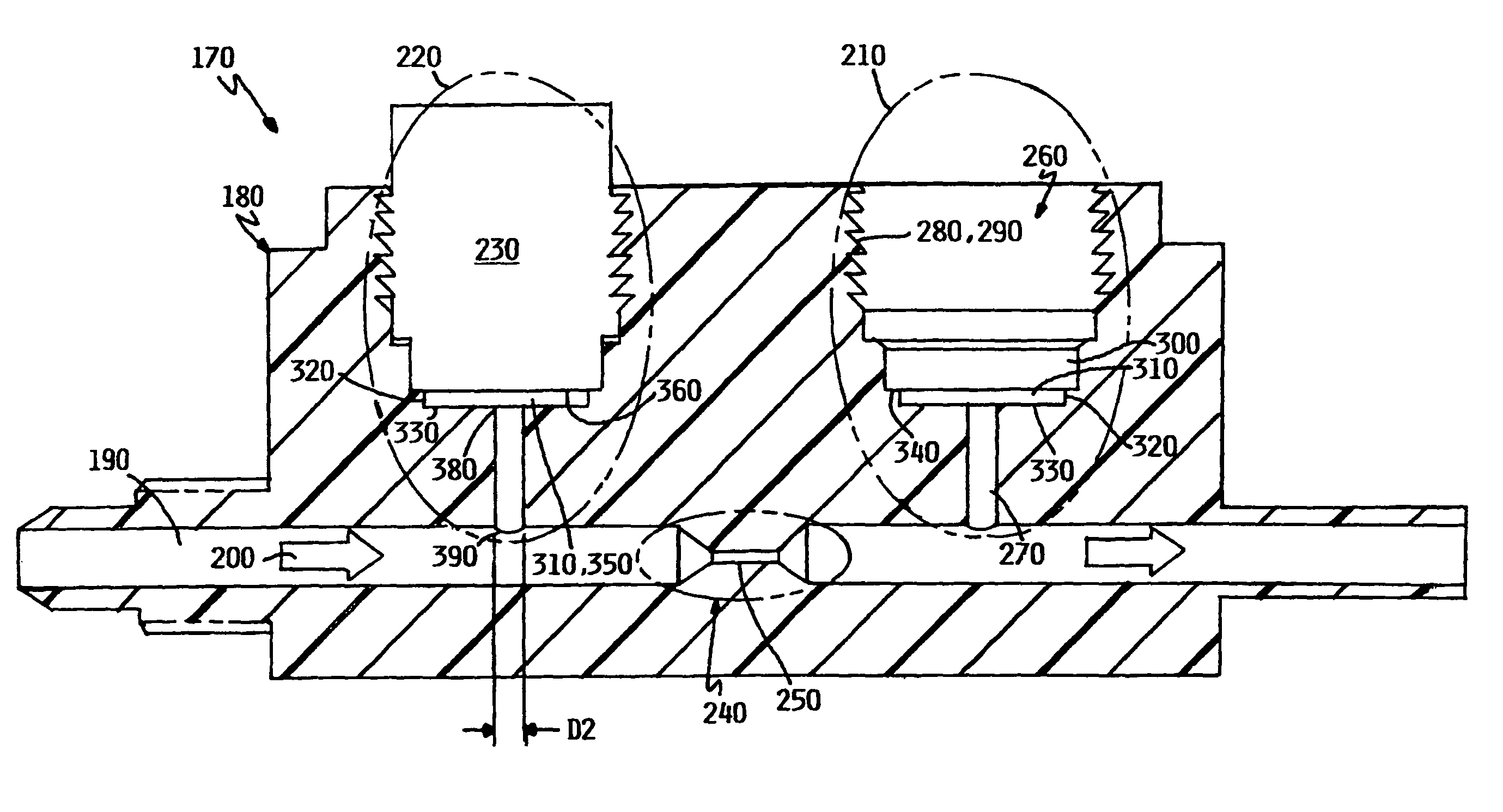 Fluid handling device with isolating chamber