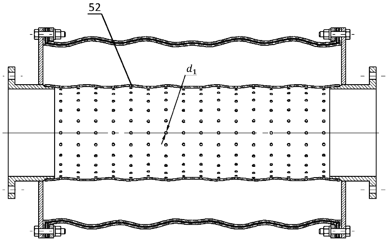 Elastic back cavity pipeline vibration reduction and noise reduction device