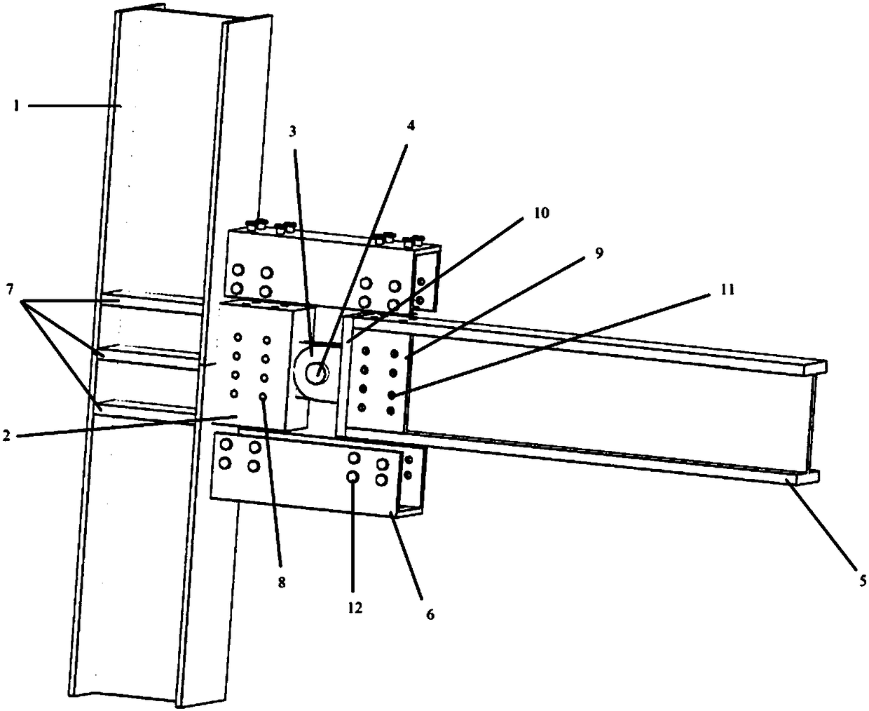 A beam-column joint of energy-dissipating steel structures with replaceable combined steel plates