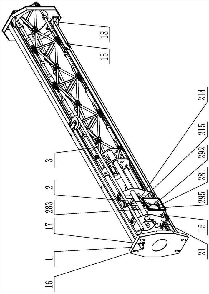 Multi-section three-parallel mechanism type mechanical arm device capable of achieving automatic folding and unfolding