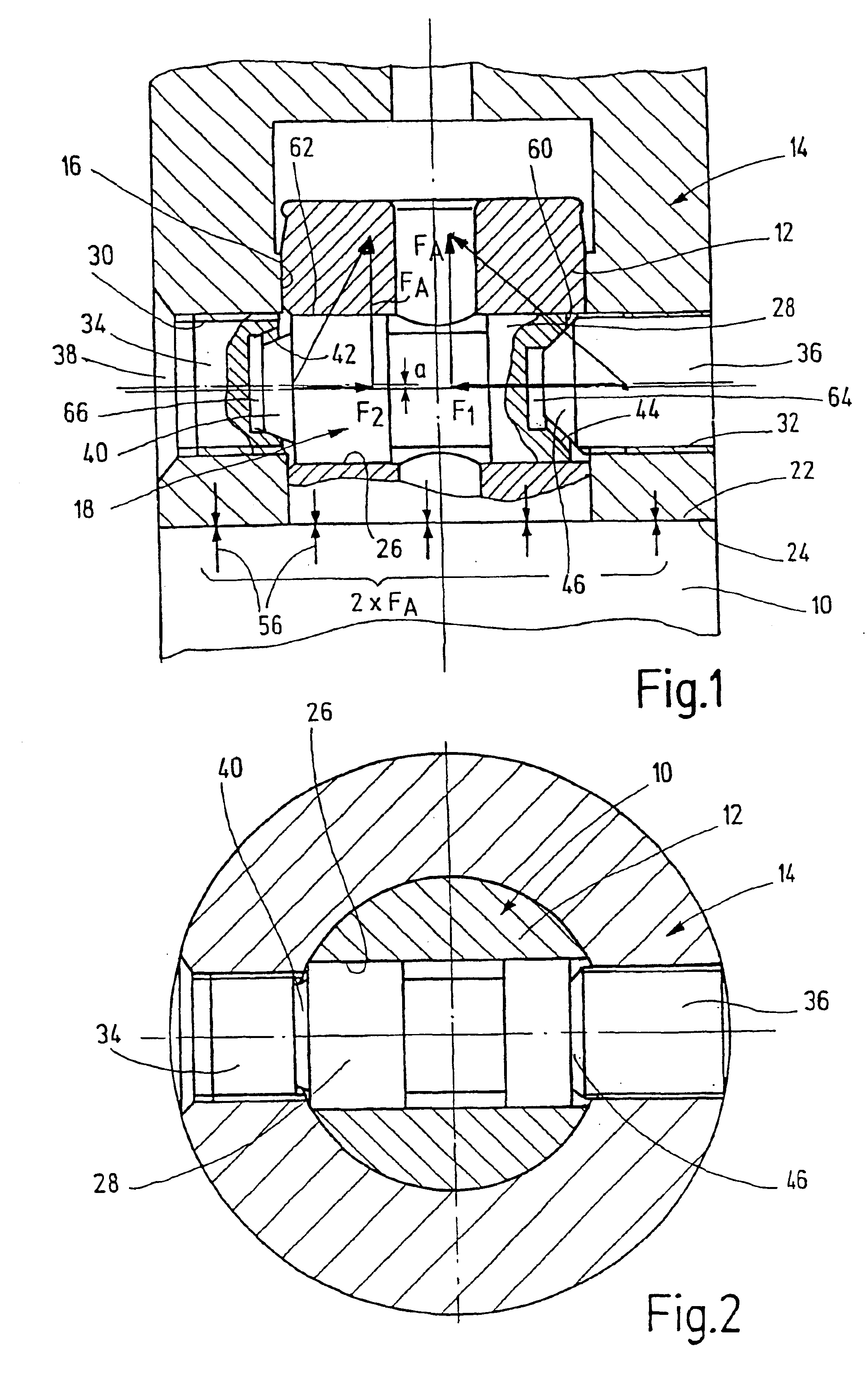 Device for connecting two components