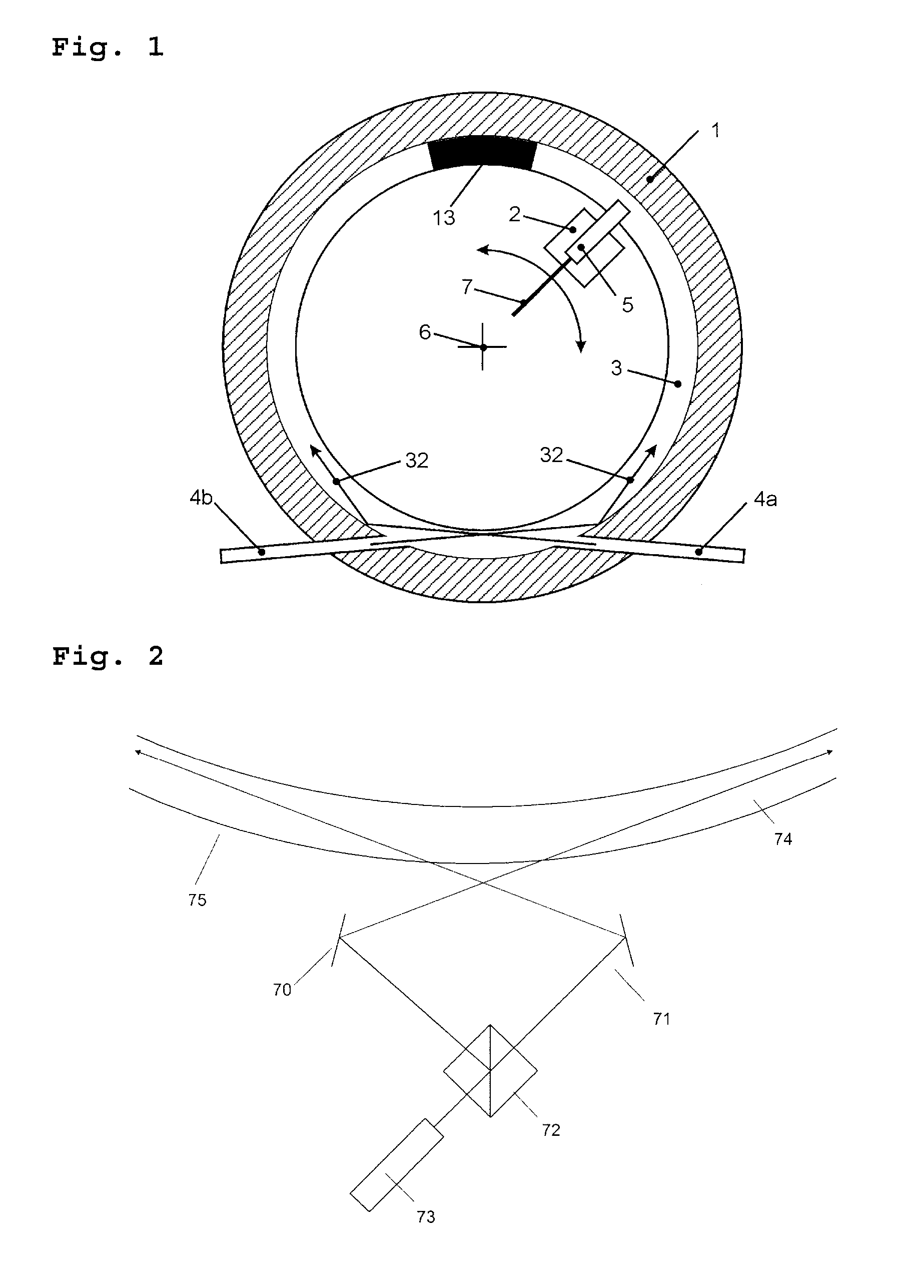 Optical rotating data transmission device with an unobstructed diameter