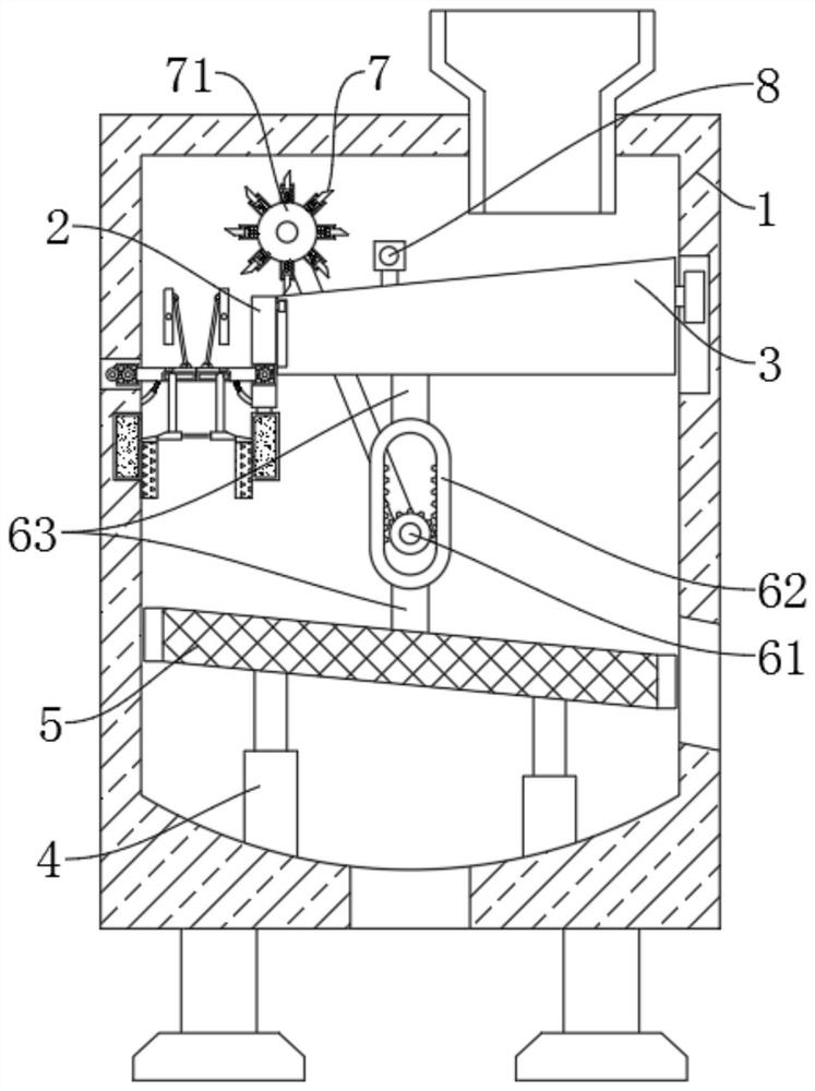 Layered screening device with magnetic adsorption function for pyrite ore processing