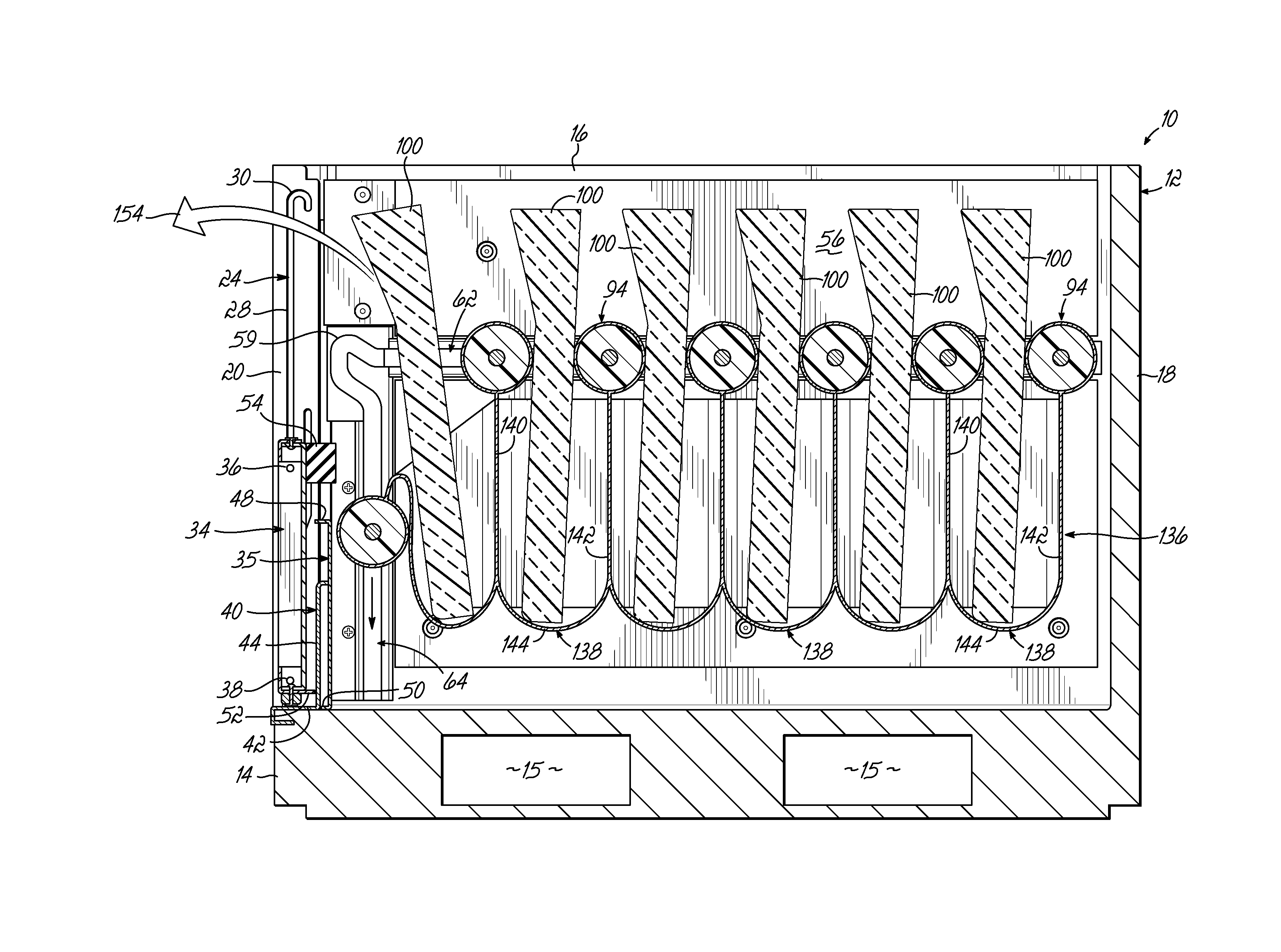 Container Having Padded Dunnage Supports and L-Shaped Tracks