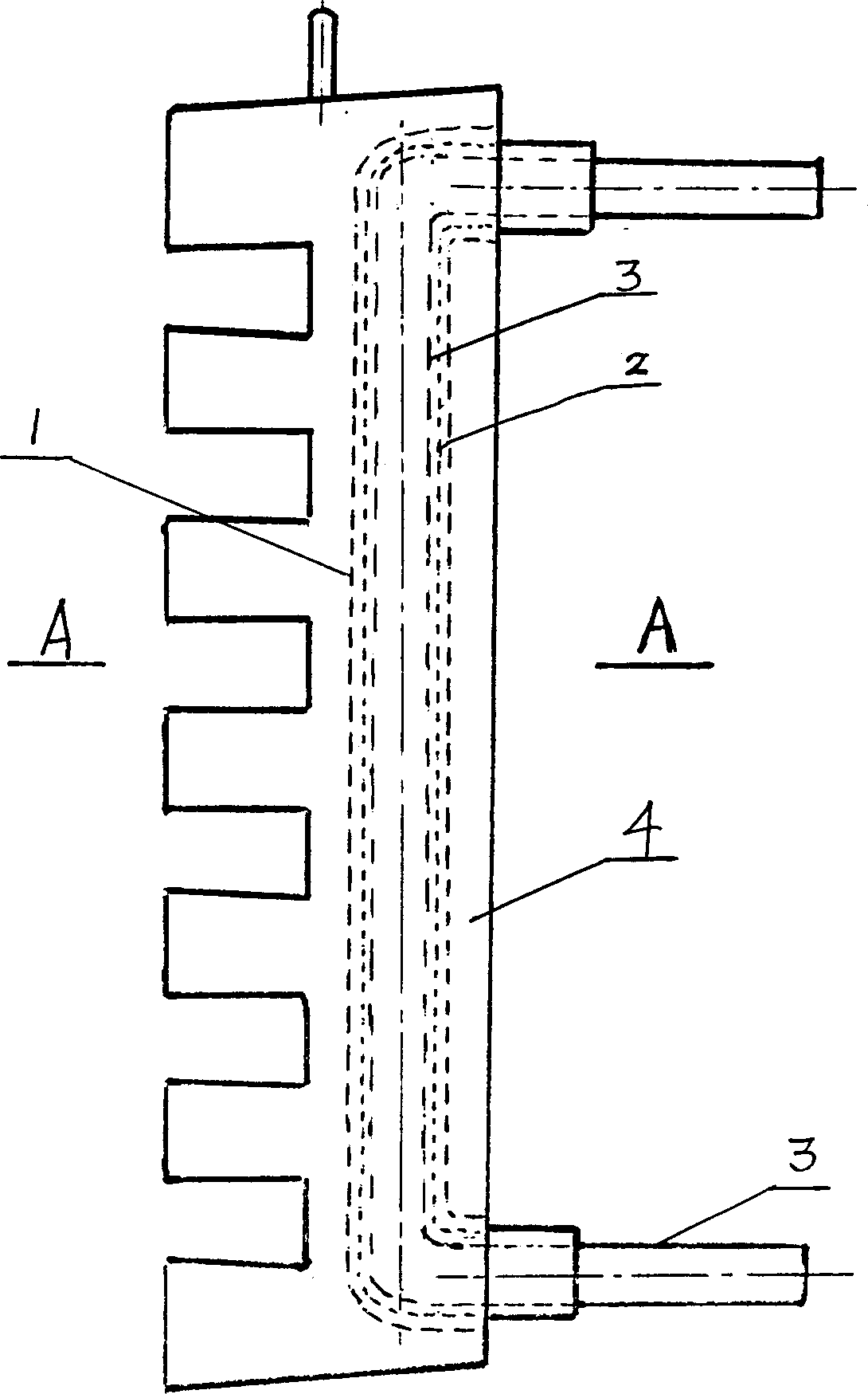 Production method of built-in water-cooling channel cast steel component