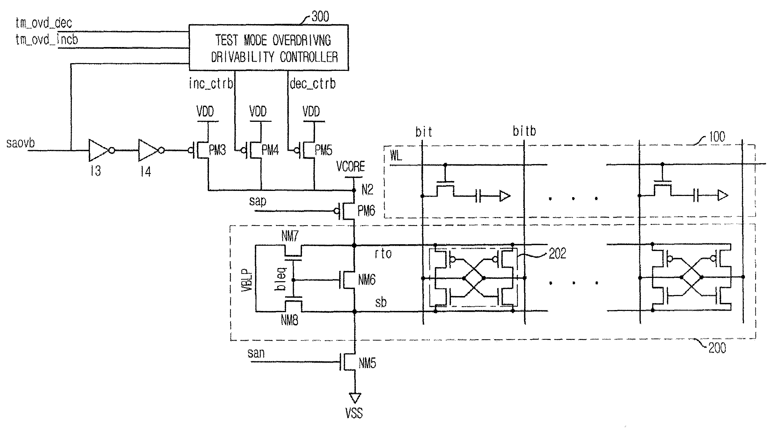 Semiconductor memory device capable of controlling drivability of overdriver