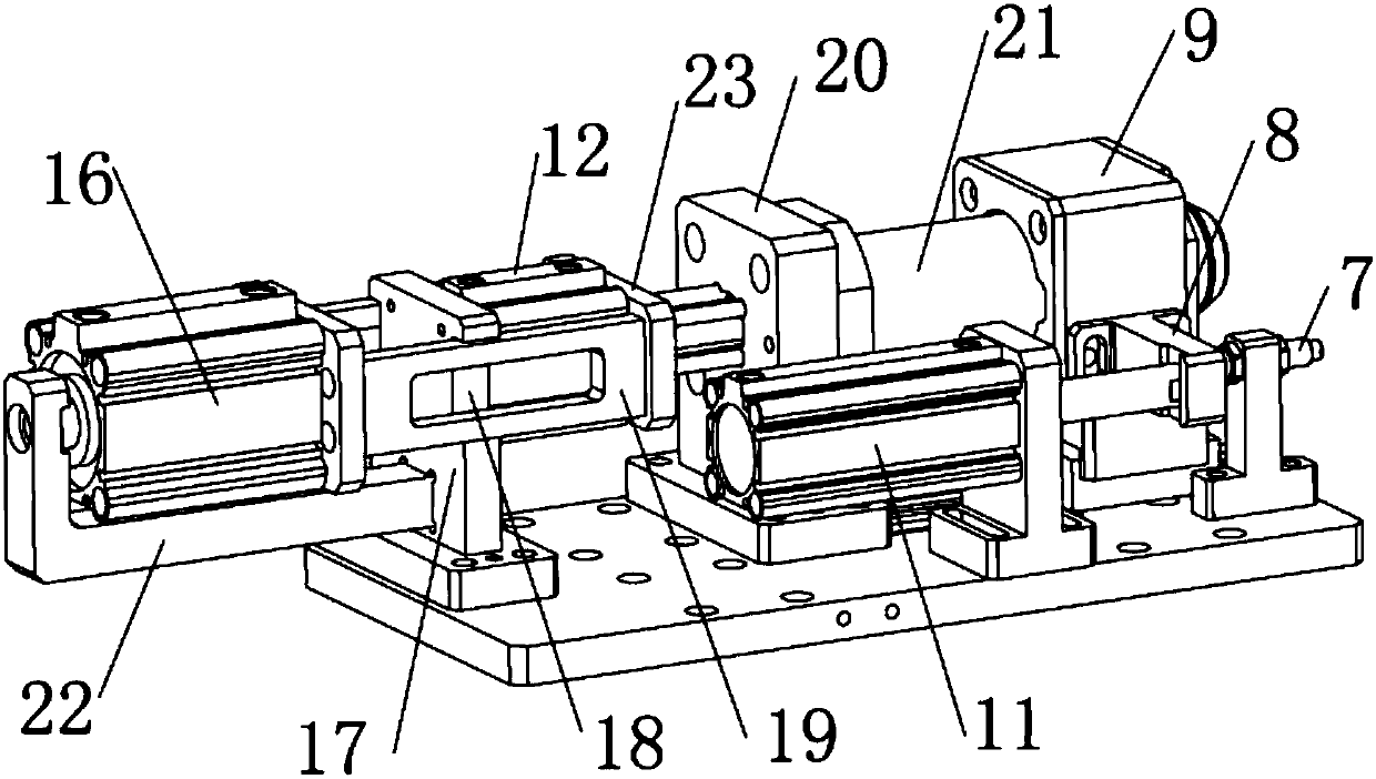 Continuous tensioning and positioning device applied to air inlet end of exhaust pipe