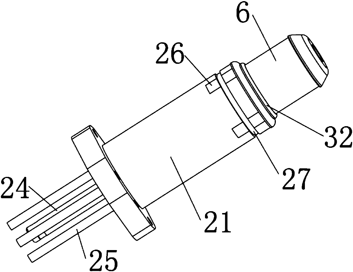 Continuous tensioning and positioning device applied to air inlet end of exhaust pipe