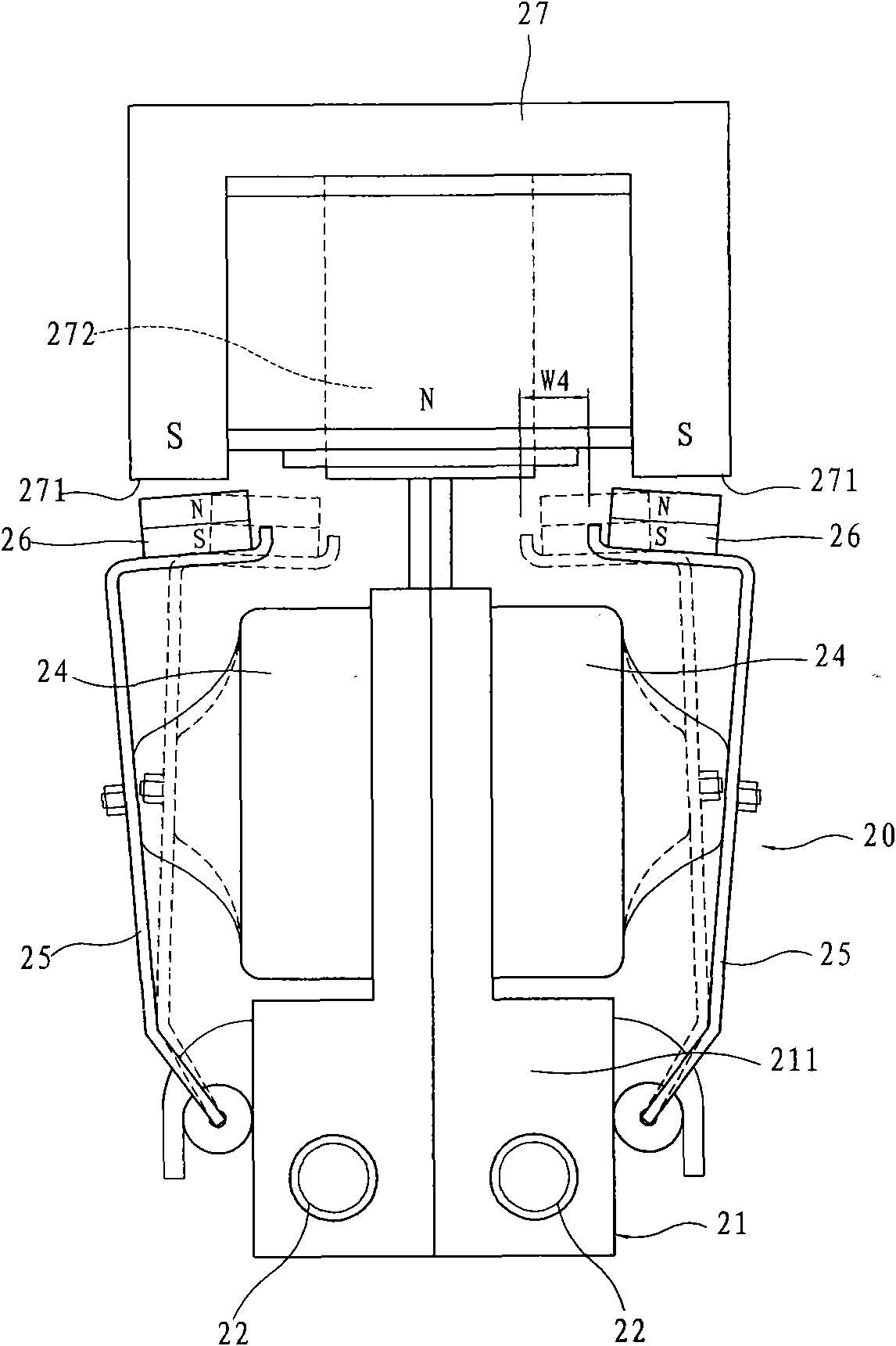 Electromagnetic pumping provided with frequency-conversion circuit