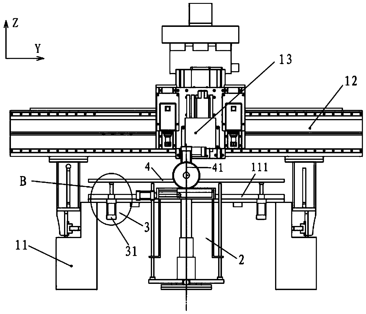 Processing center having automatic overturning function