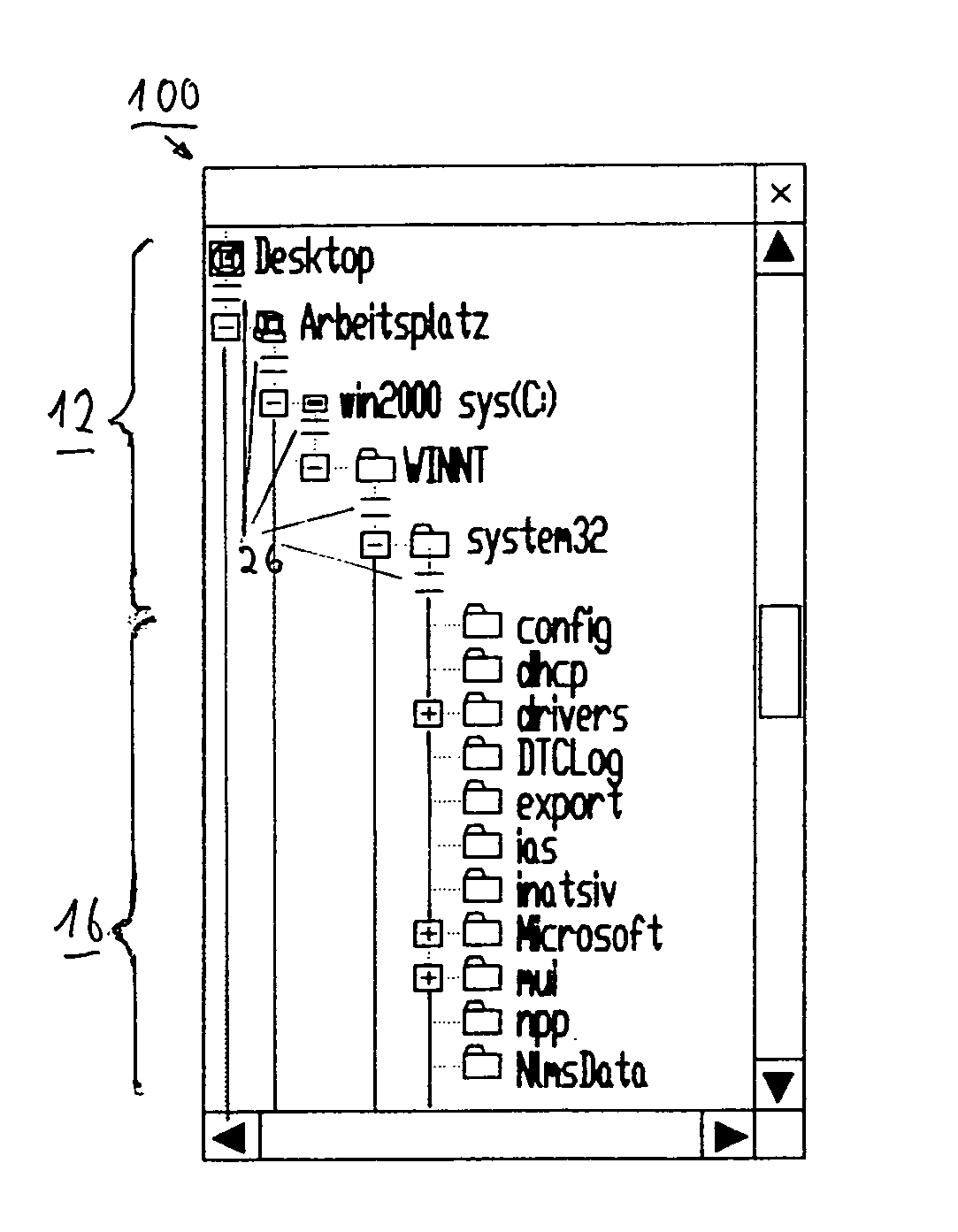 Method for displaying a hierarchically structure list and associated display unit