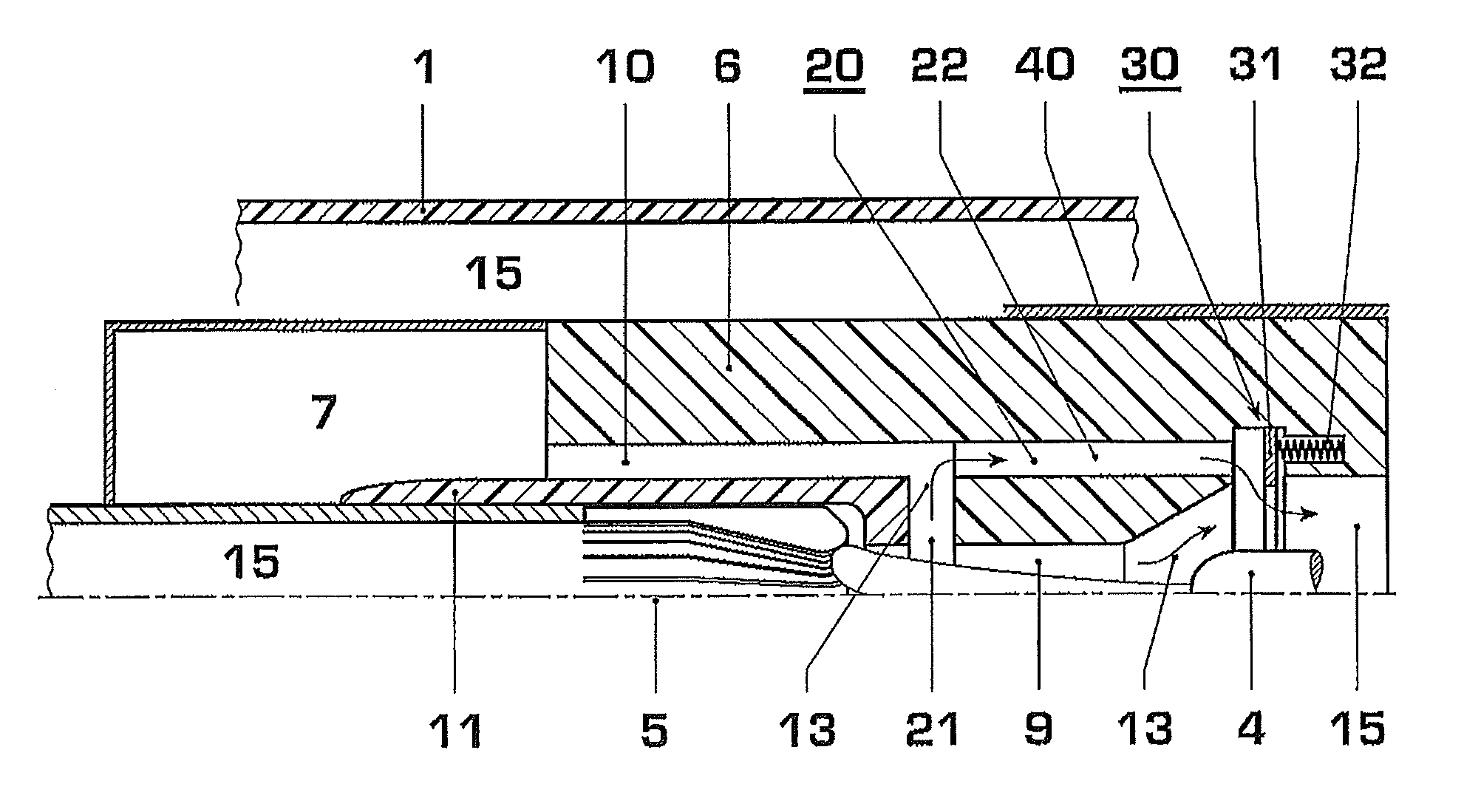 Gas-insulated high-voltage circuit breaker with a relief duct which is controlled by an overflow valve