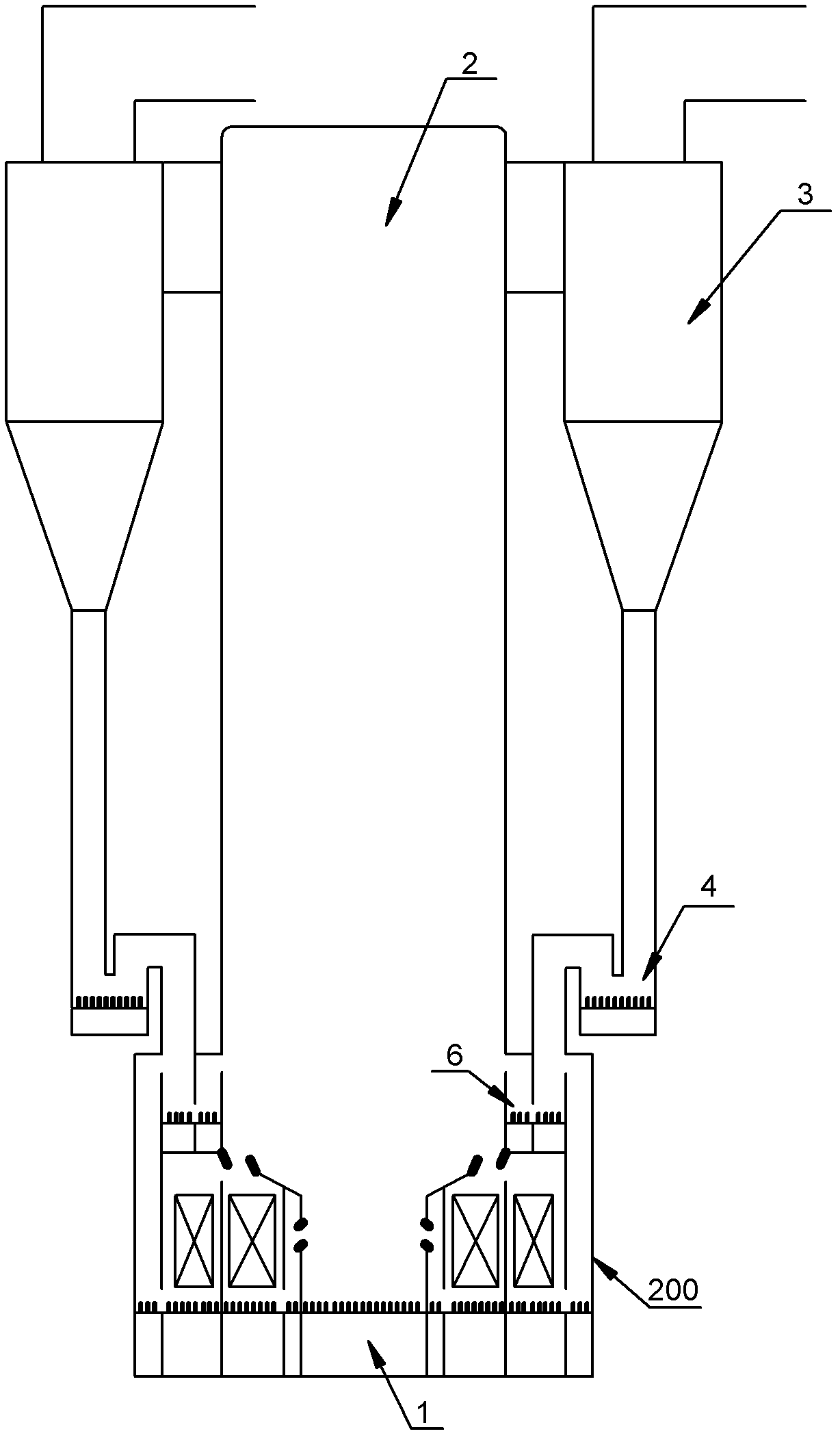 Circulation fluidized bed boiler having compact type external dual fluidized bed heat exchanger