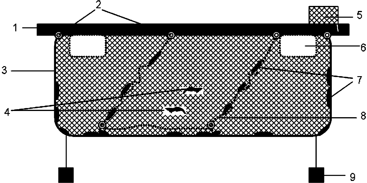 Stereoscopic sea cucumber hanging breeding facility and composite breeding method