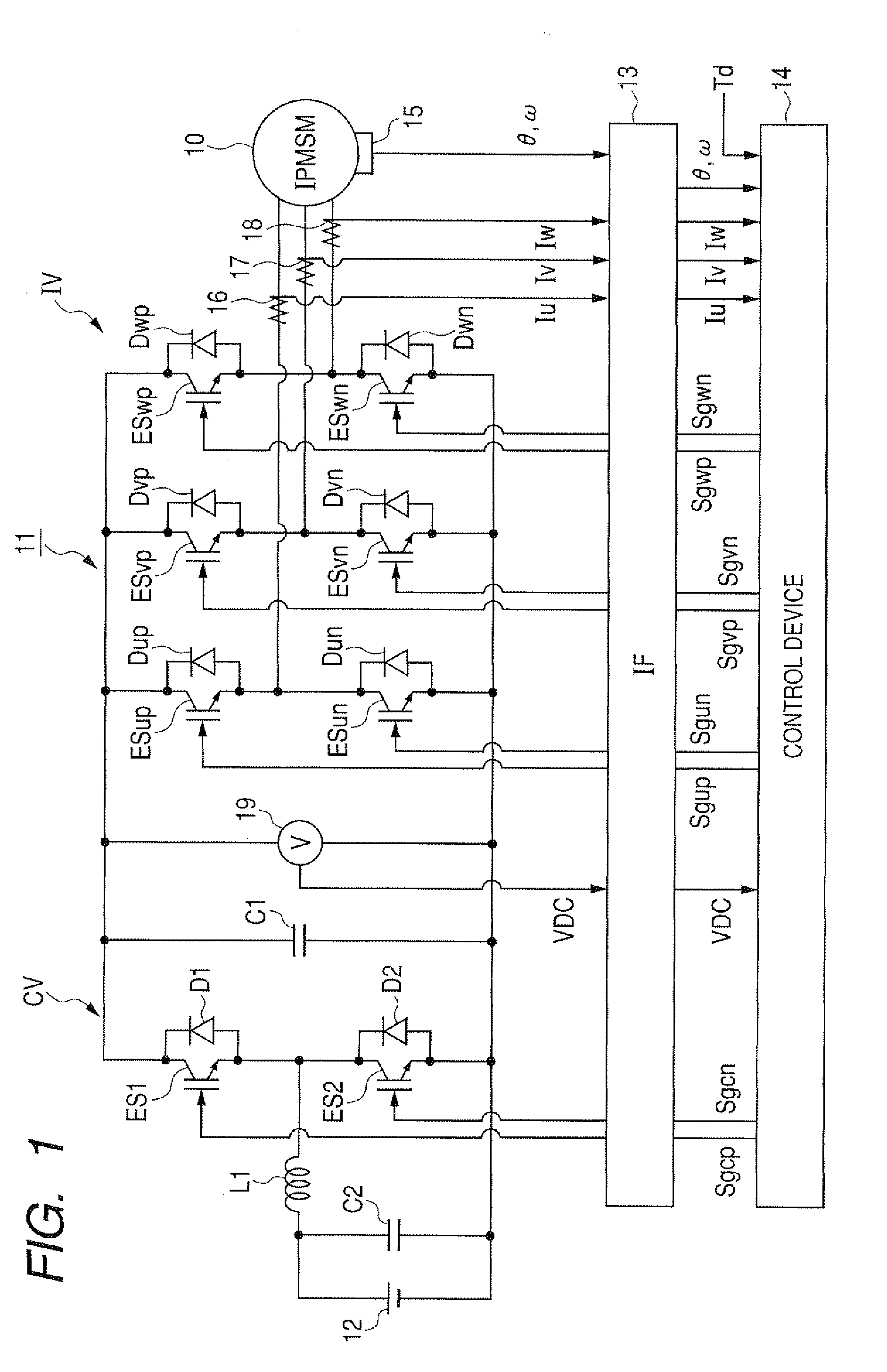 Control device and control system for electric rotating machine