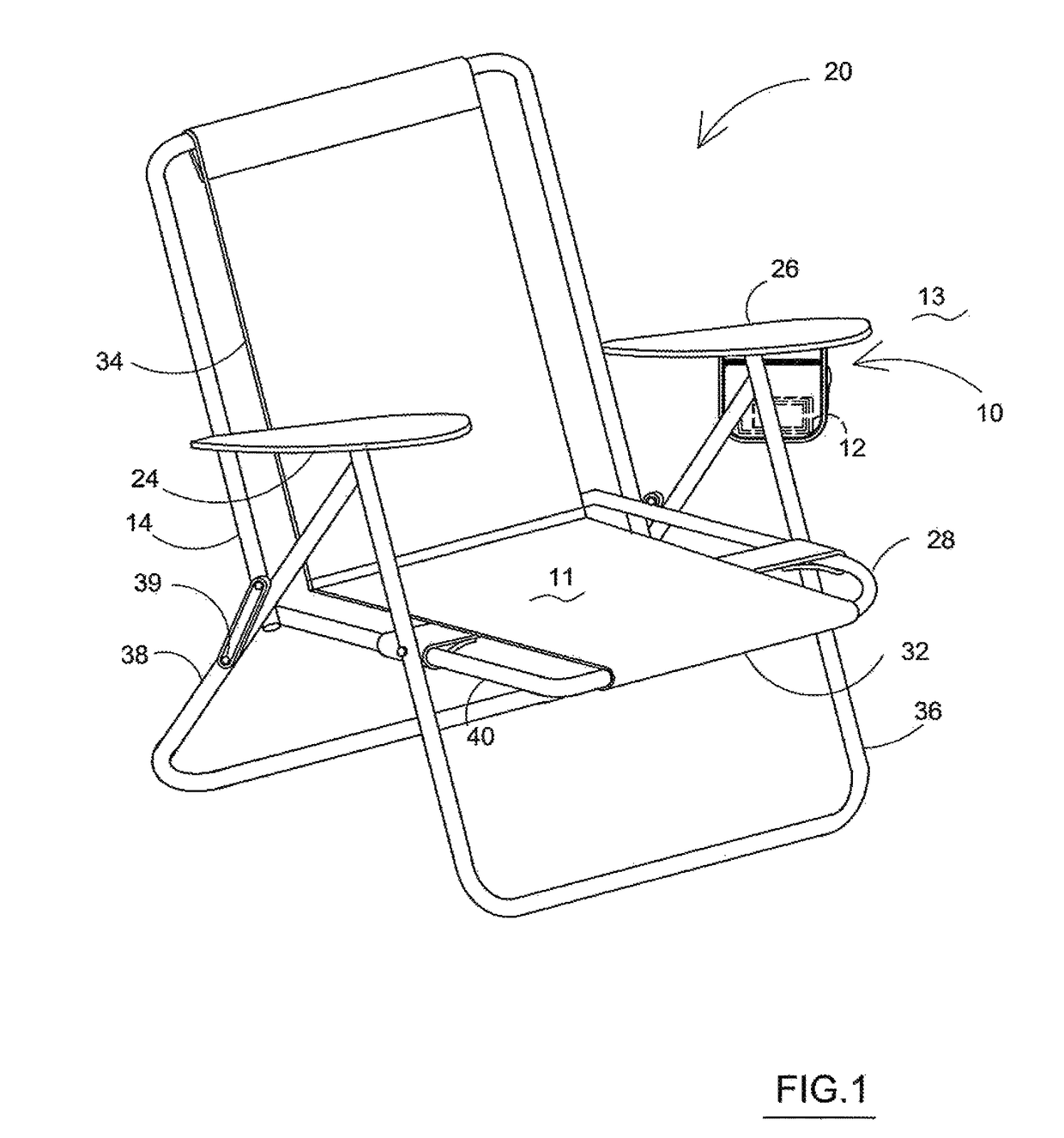 Chair with cell phone and accessory pouch