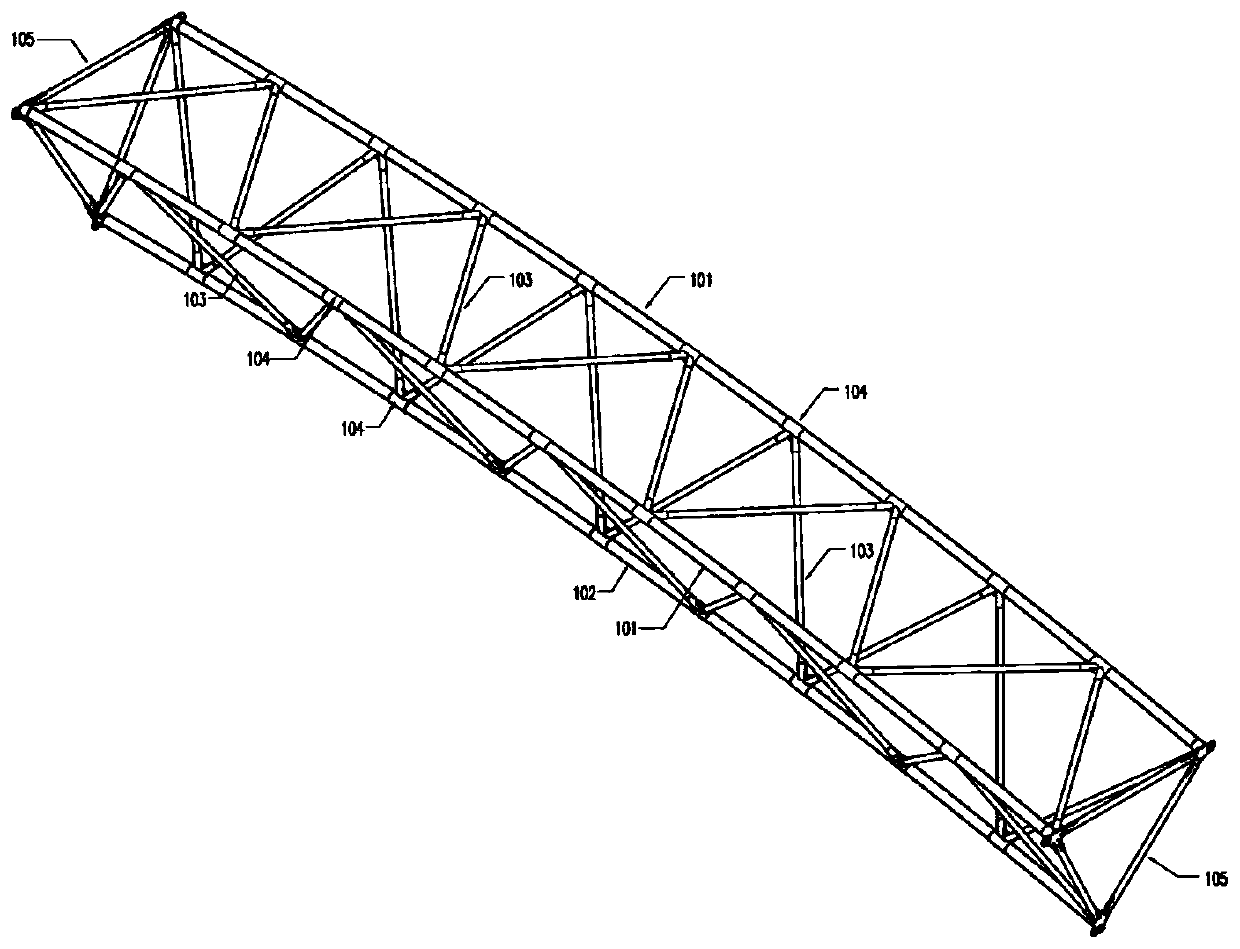 Large single-K node triangular truss stiffening ring and integrated tension application method