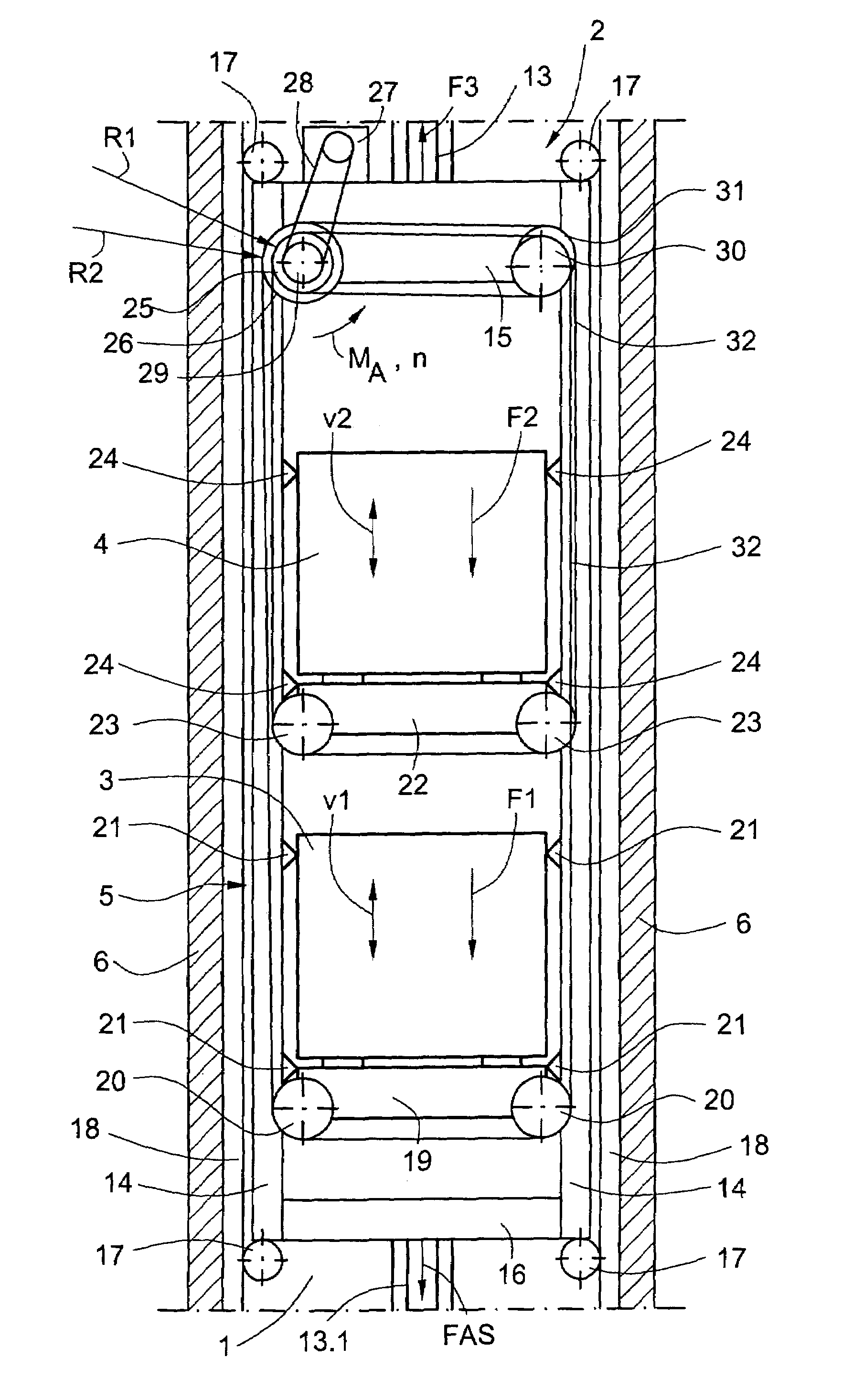 Equipment for fine positioning of the cars of a multi-stage car for an elevator