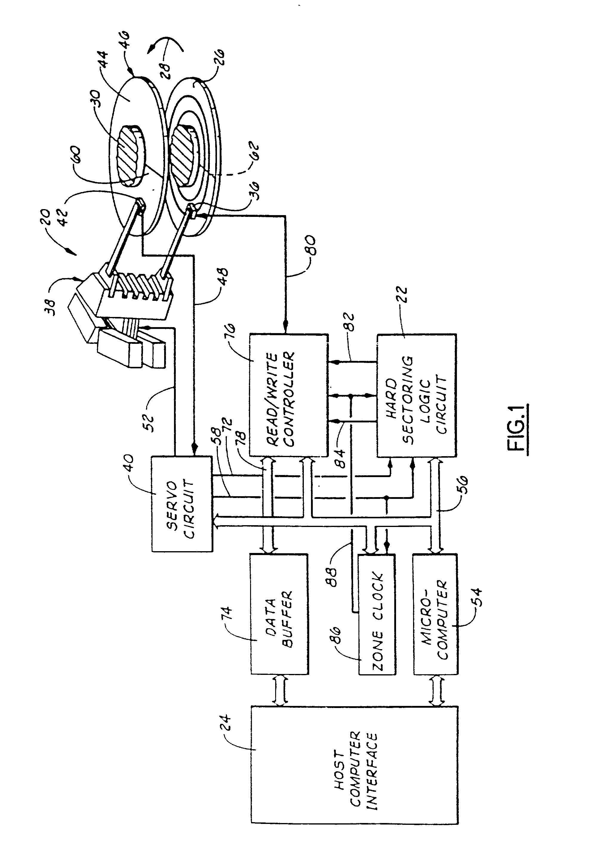 Hard sectoring circuit and method for a rotating disk data storage device