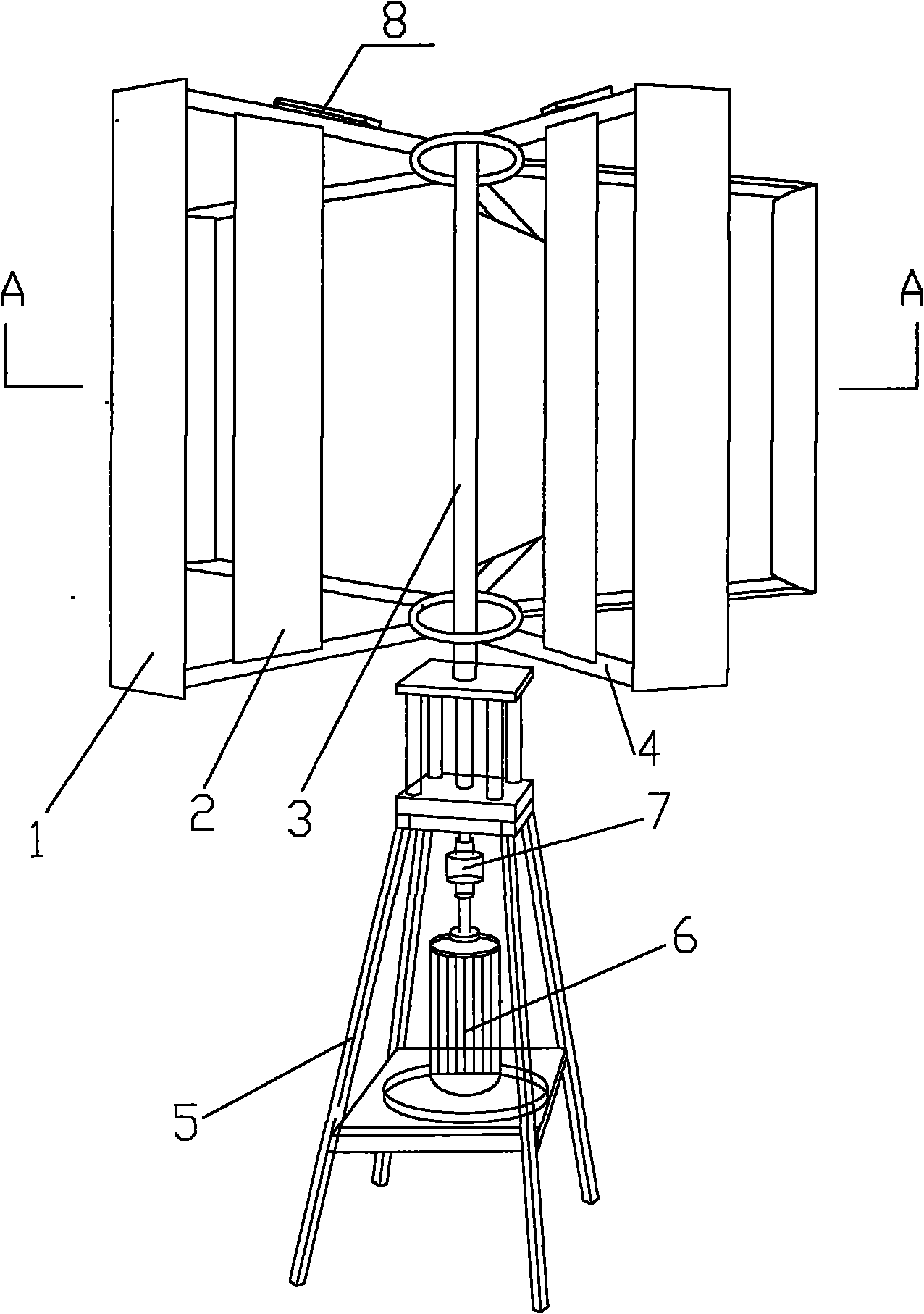 Wind power generating set with vertical shaft