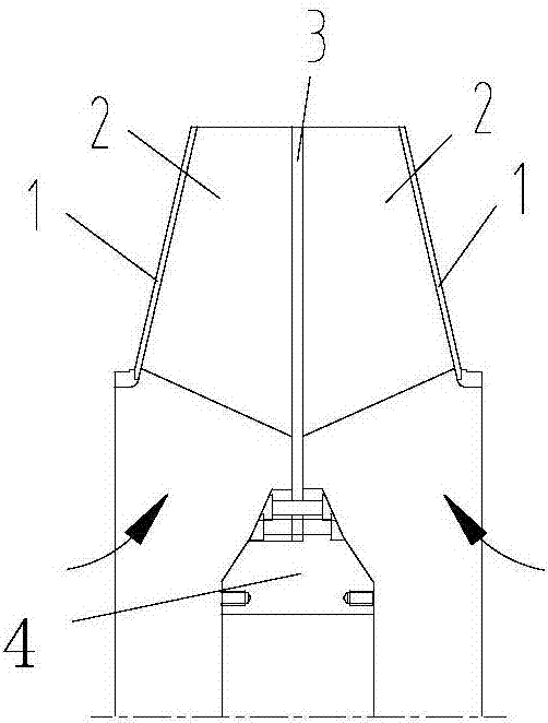 Energy-saving type straight wall front and back disc variable camber curve element ternary impeller and centrifugal draught fan with impeller