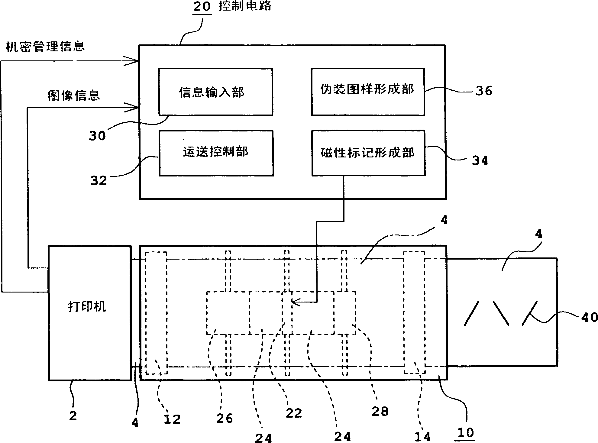 Device and method for recovding auxiliary information on print media, and image formation device
