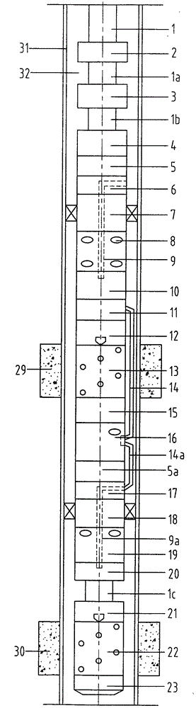 One-trip string two-layer layering perforation-layering testing combining tubular column and operation method thereof