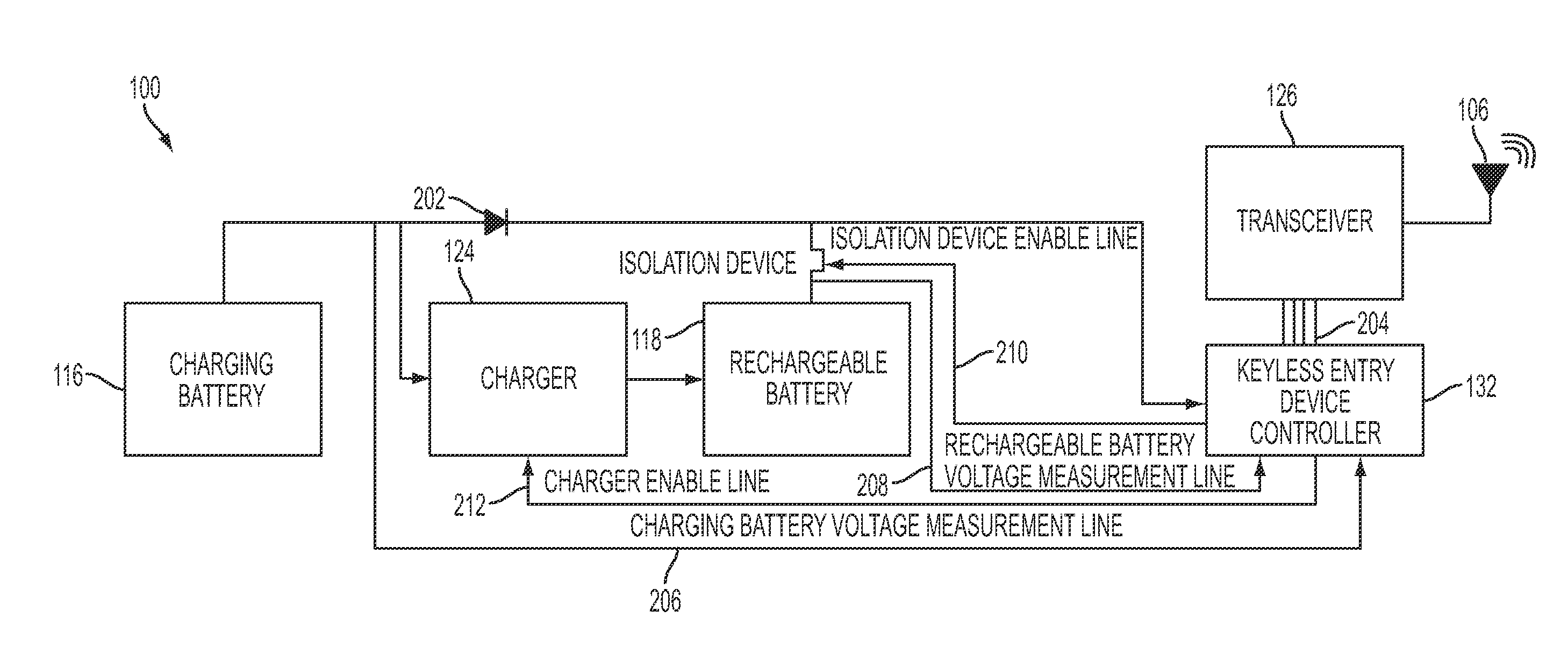 Keyless entry device and method for powering the keyless entry device
