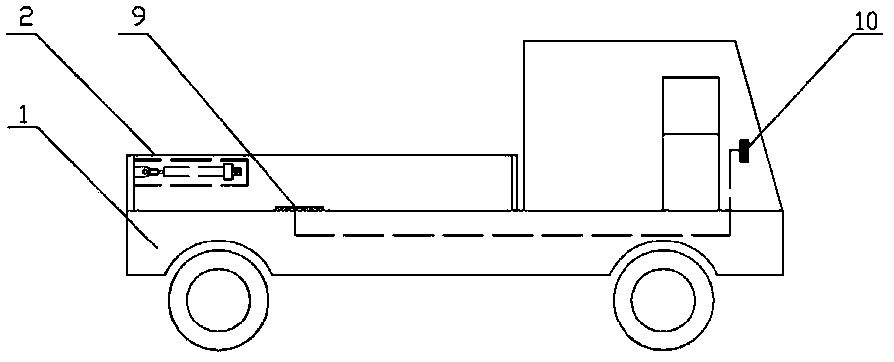 Detection type tilting cart with self-open tail plate