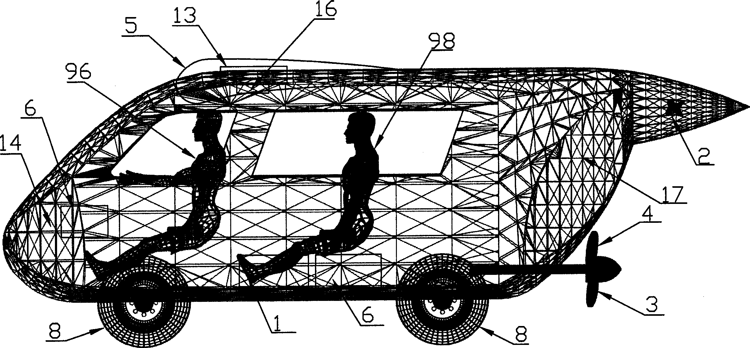Flapping-wing flying water automobile