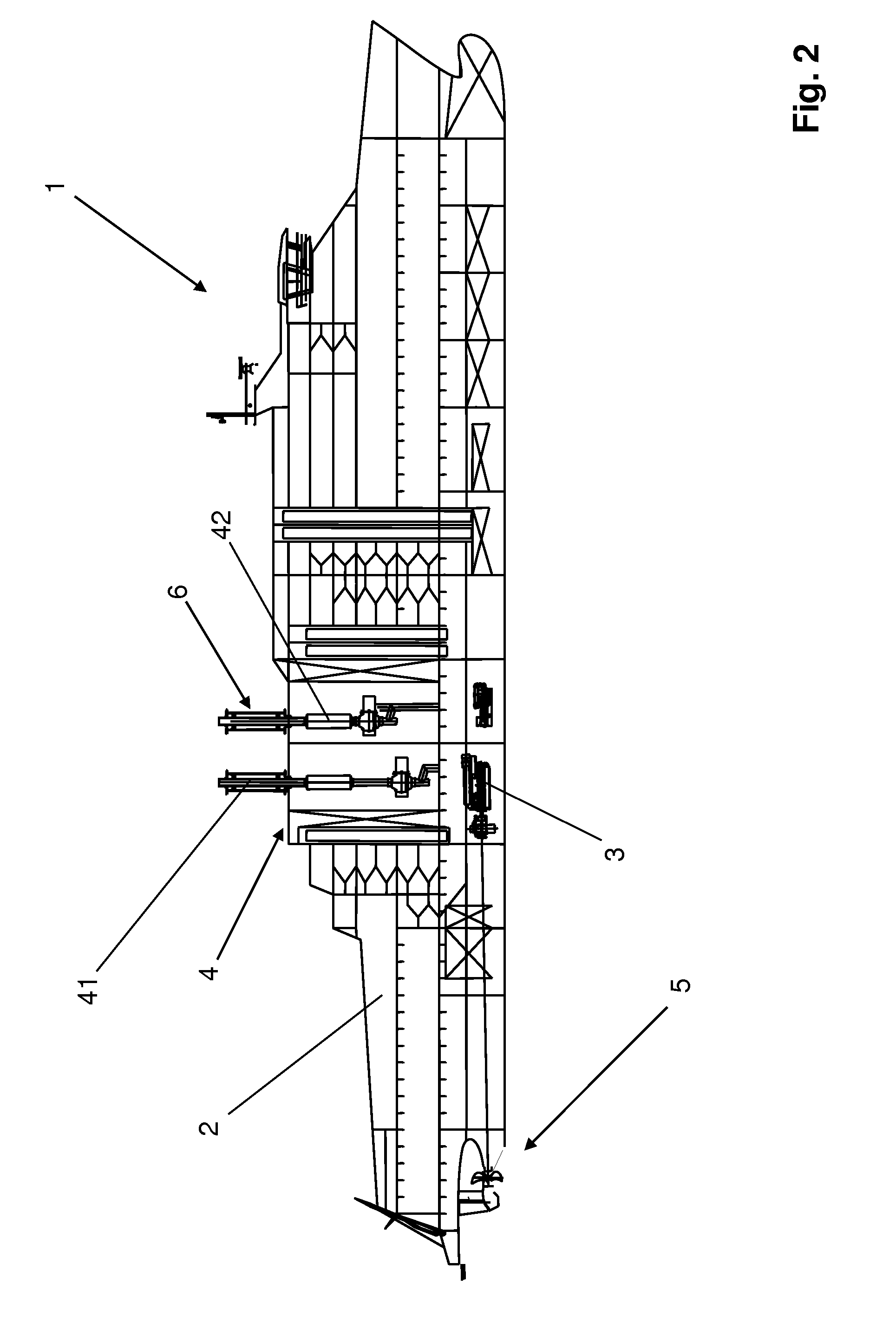 Marine vessel provided with vertically arranged revolving cylinders