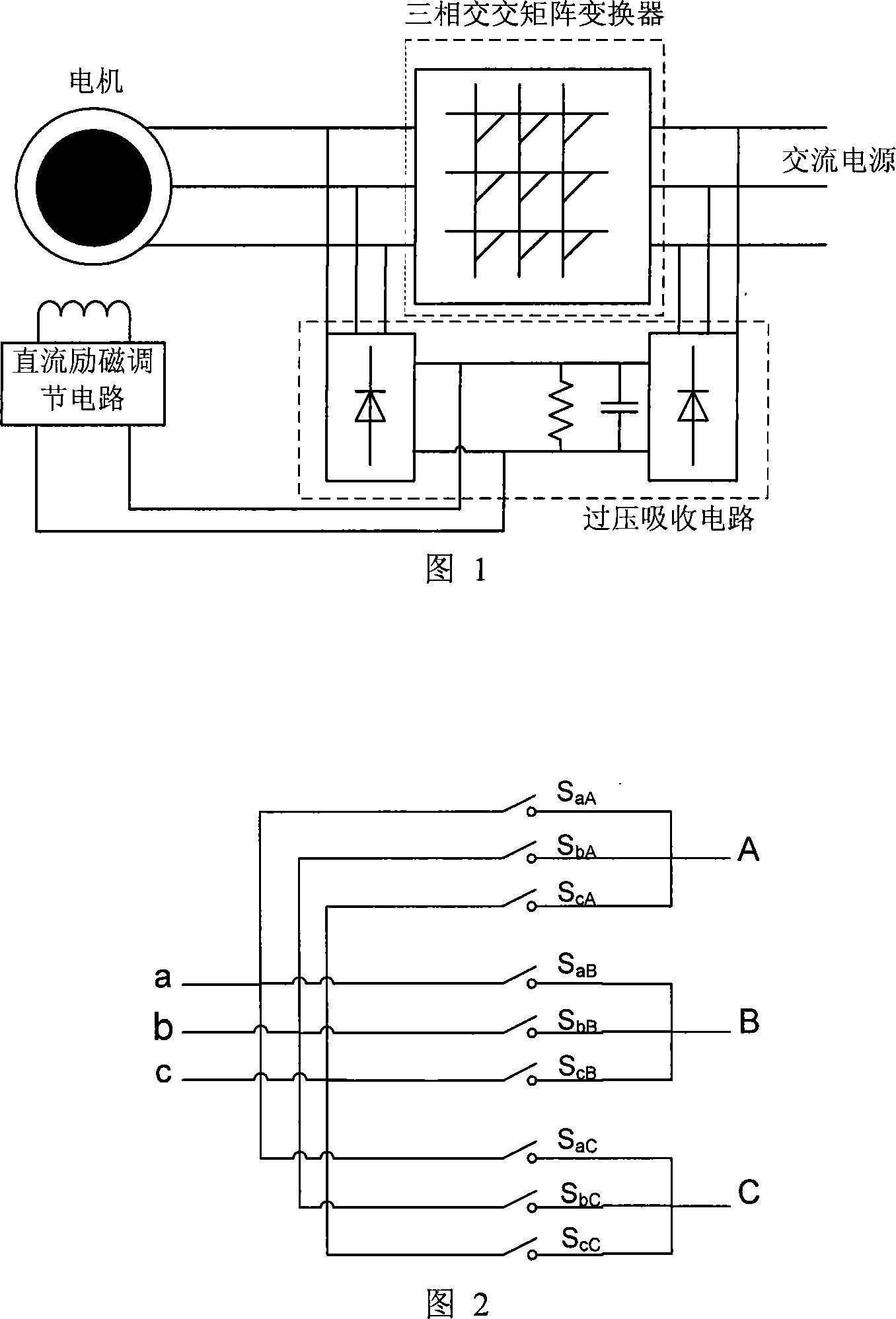 AC motor matrix type controller with DC excitation function