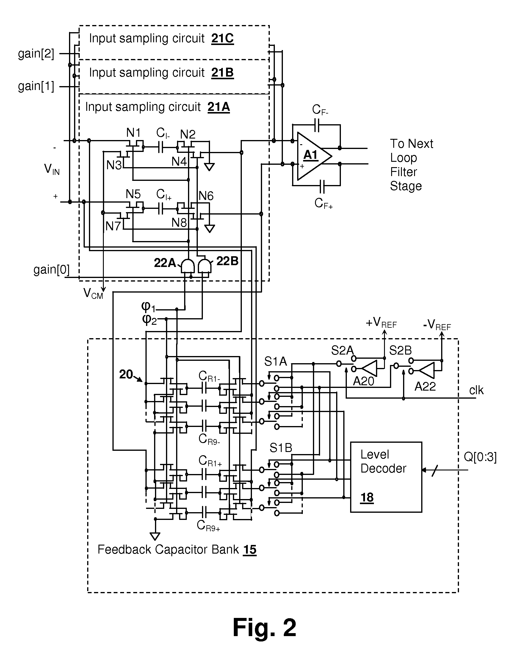 Discrete-time programmable-gain analog-to-digital converter (ADC) input circuit with multi-phase reference application