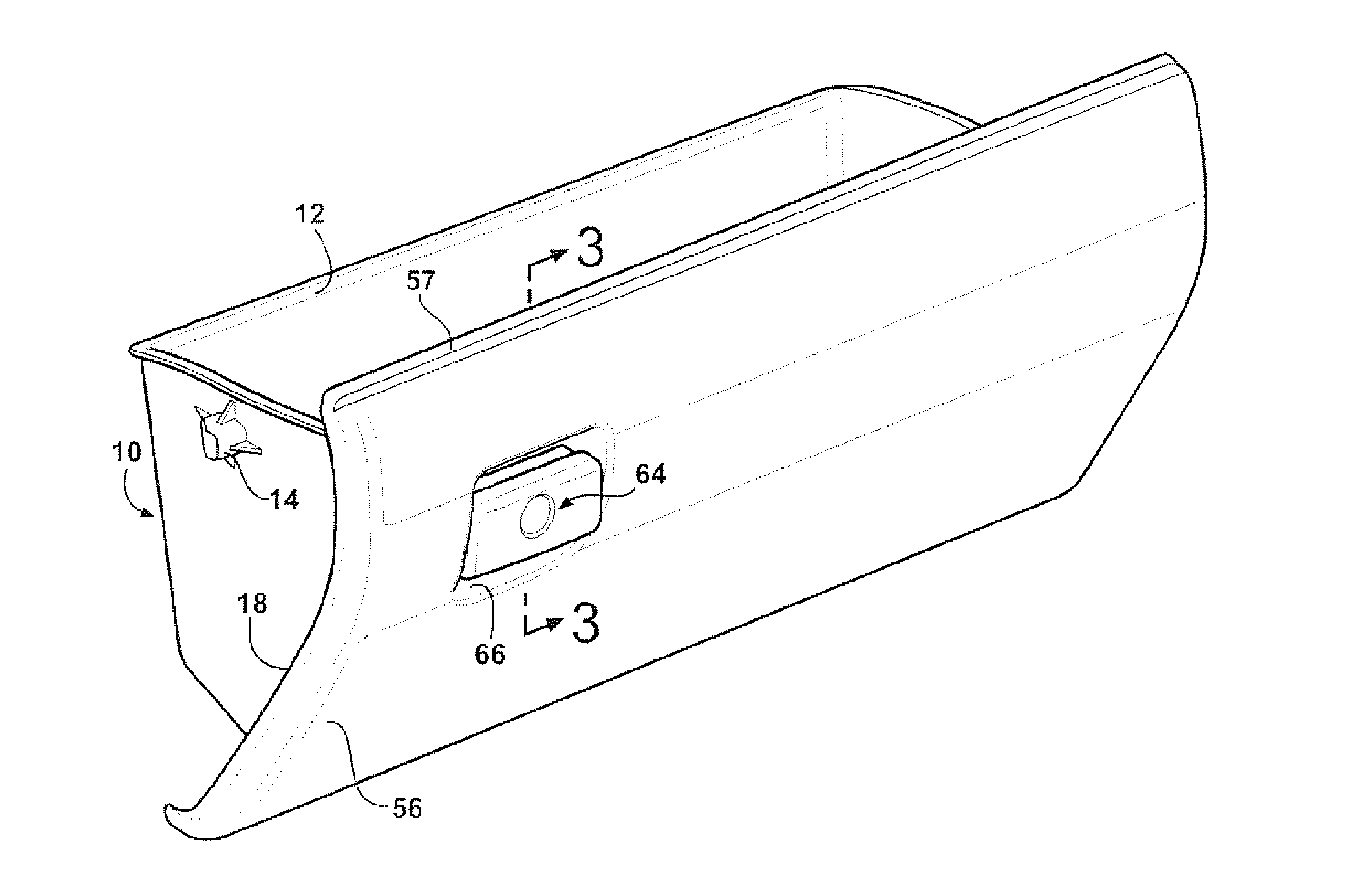 Reinforcing support incorporated into a glove box retaining structure located proximate a pivot actuating handle mechanism