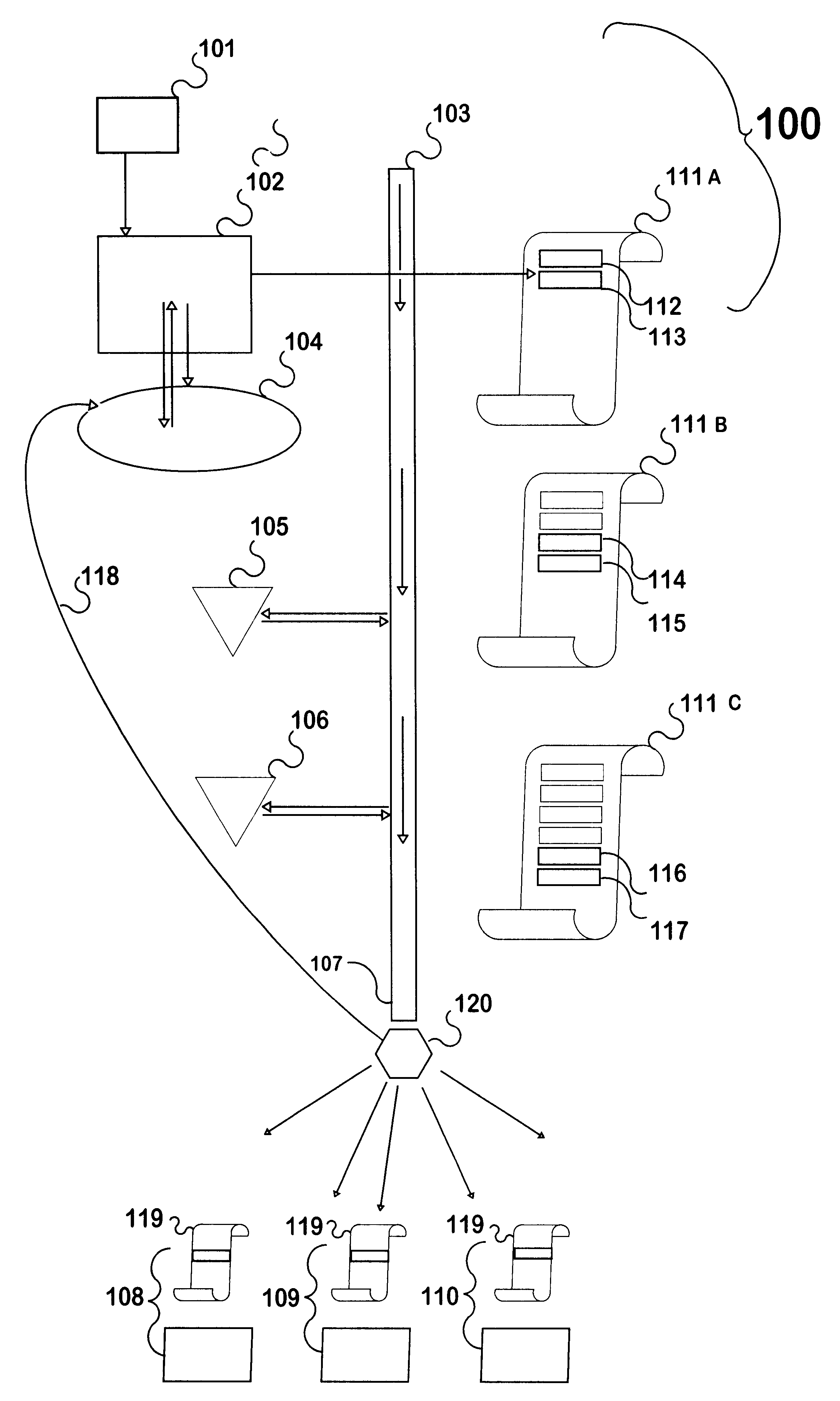 Terminal for an active labelling system