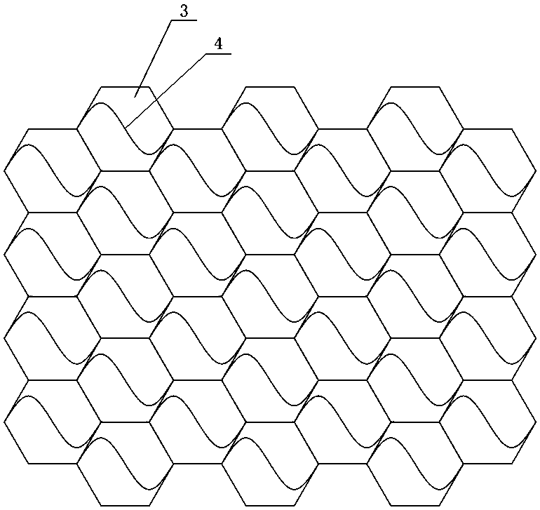 Improved honeycomb core veneer adopting hexagonal structure and forming method of improved honeycomb core veneer