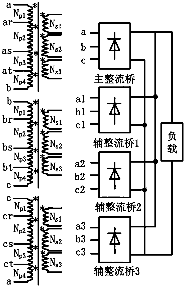 D-type asymmetrical 24-pulse autotransformer rectifier