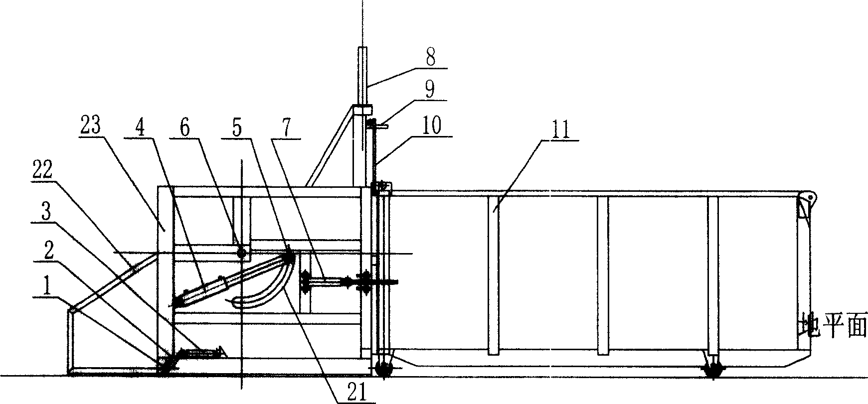 Horizontal machine for loading and compressing garbage