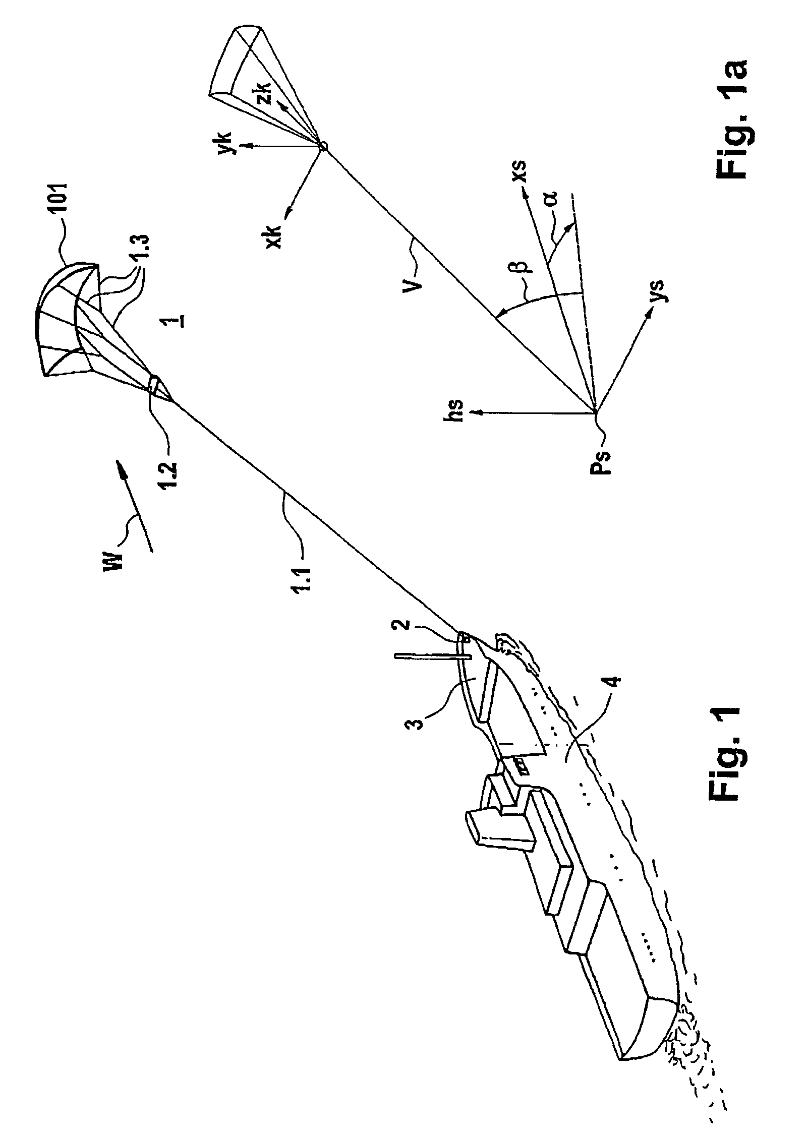 Watercraft comprising a free-flying kite-type wind-attacked element as a wind-powered drive unit