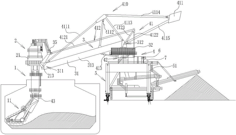 Movable type chain bucket ship unloader