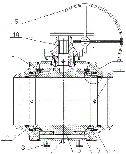 Multiple-sealing full-welding pipeline ball valve