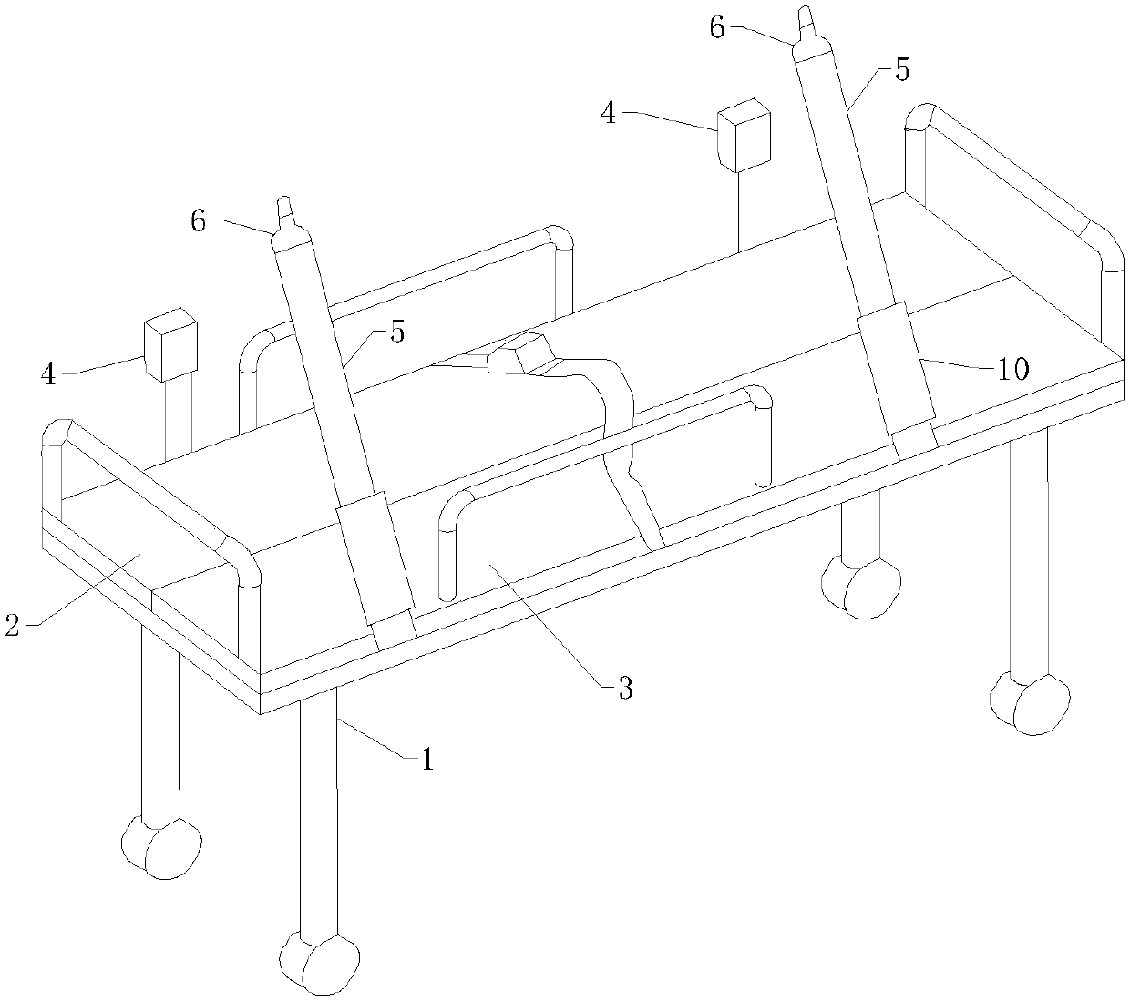 Special restraining bed for patient with manic psychosis