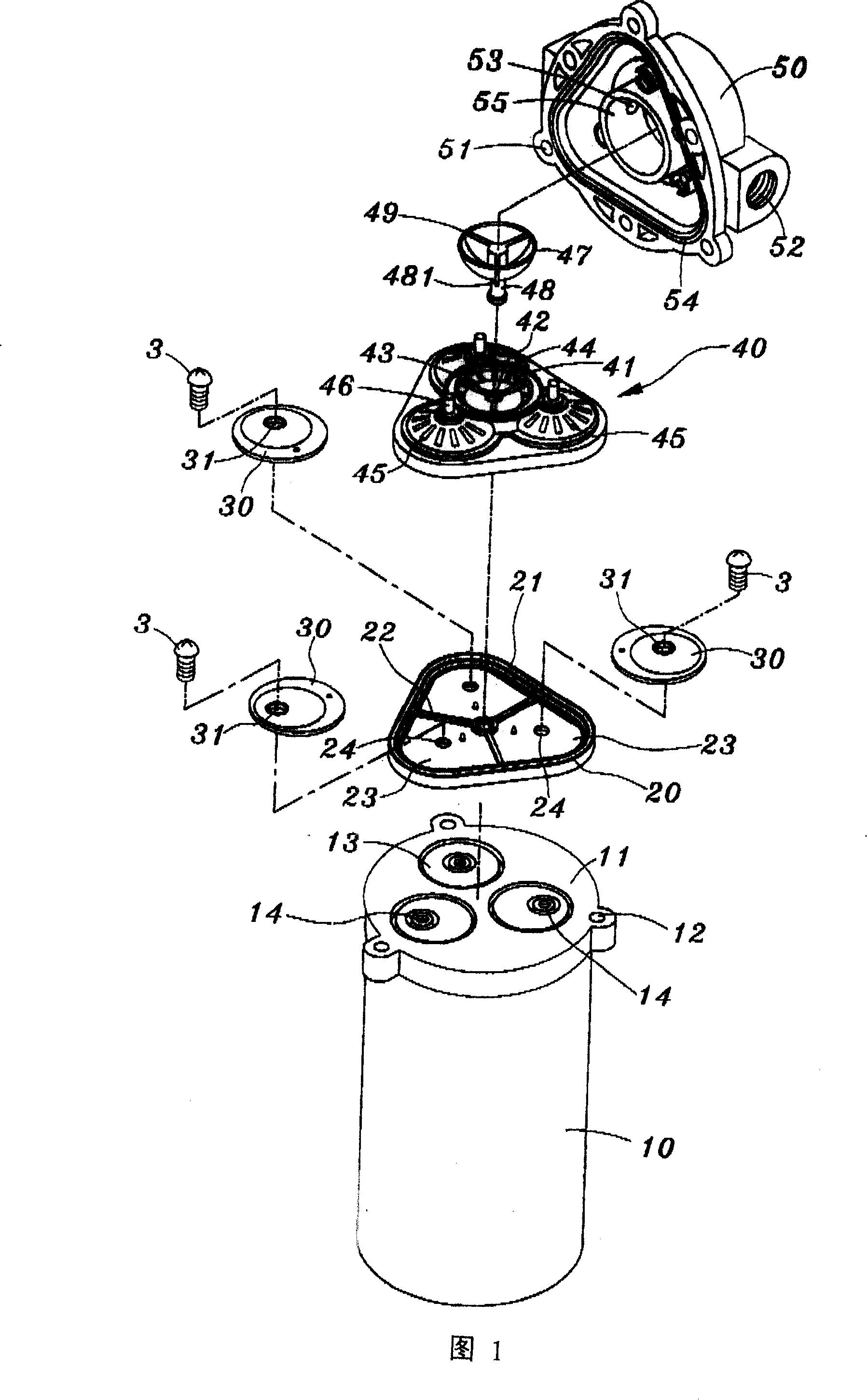 Method and construction for preventing water leakage in diaphragm type compression pump