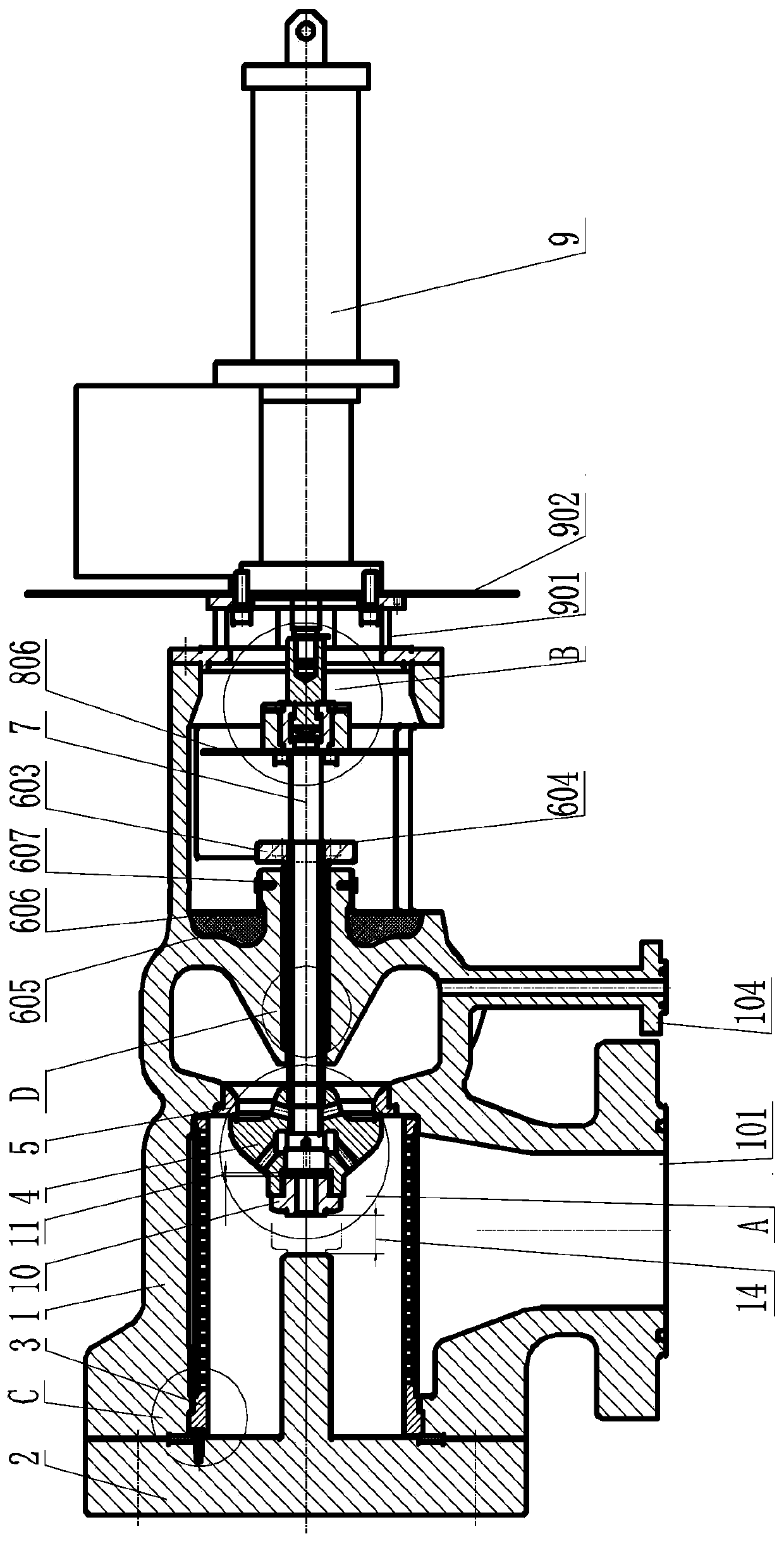 High-pressure main steam valve of steam turbine