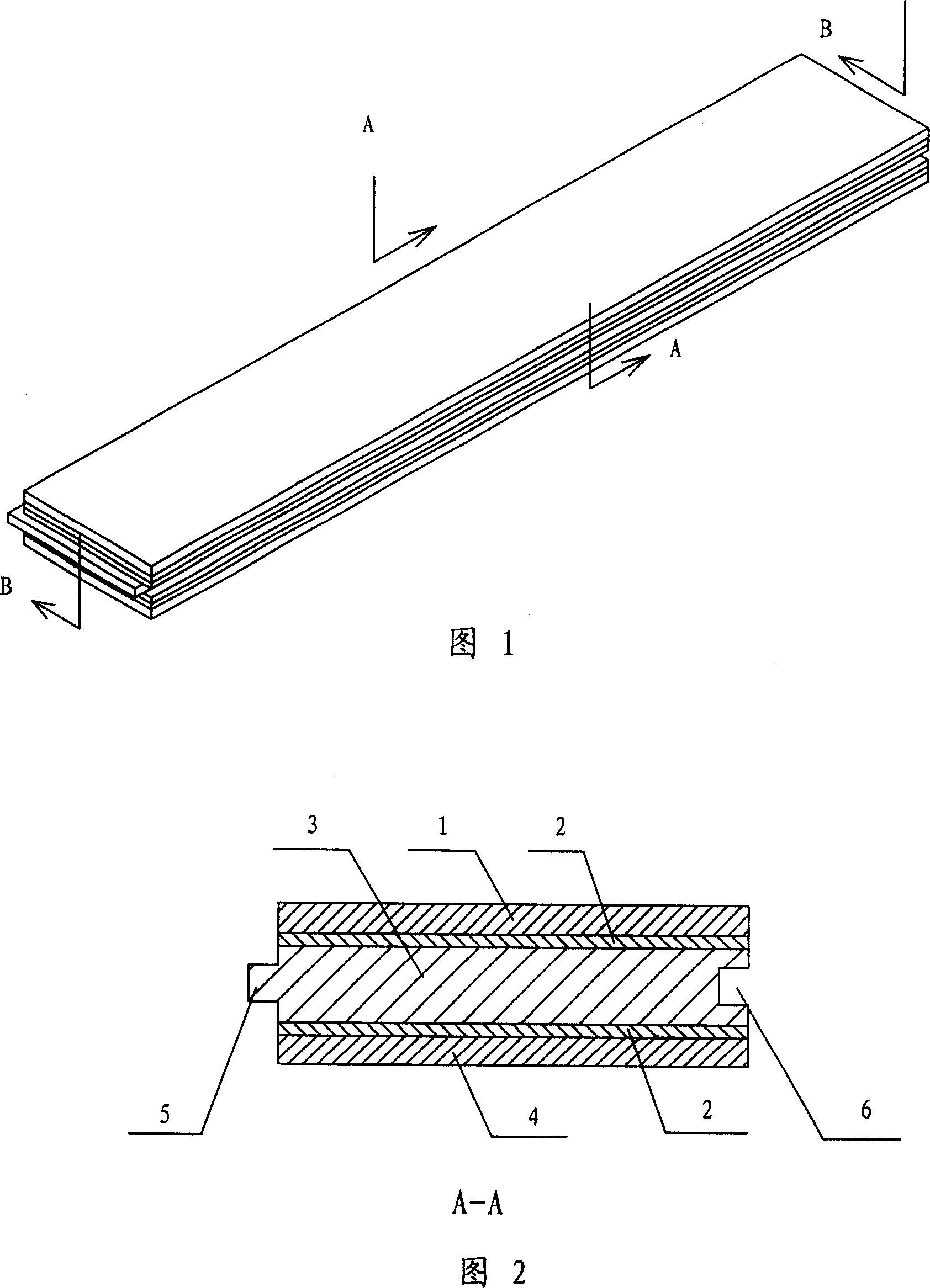 Five-layered thick core wood compound floor board and mfg. method thereof